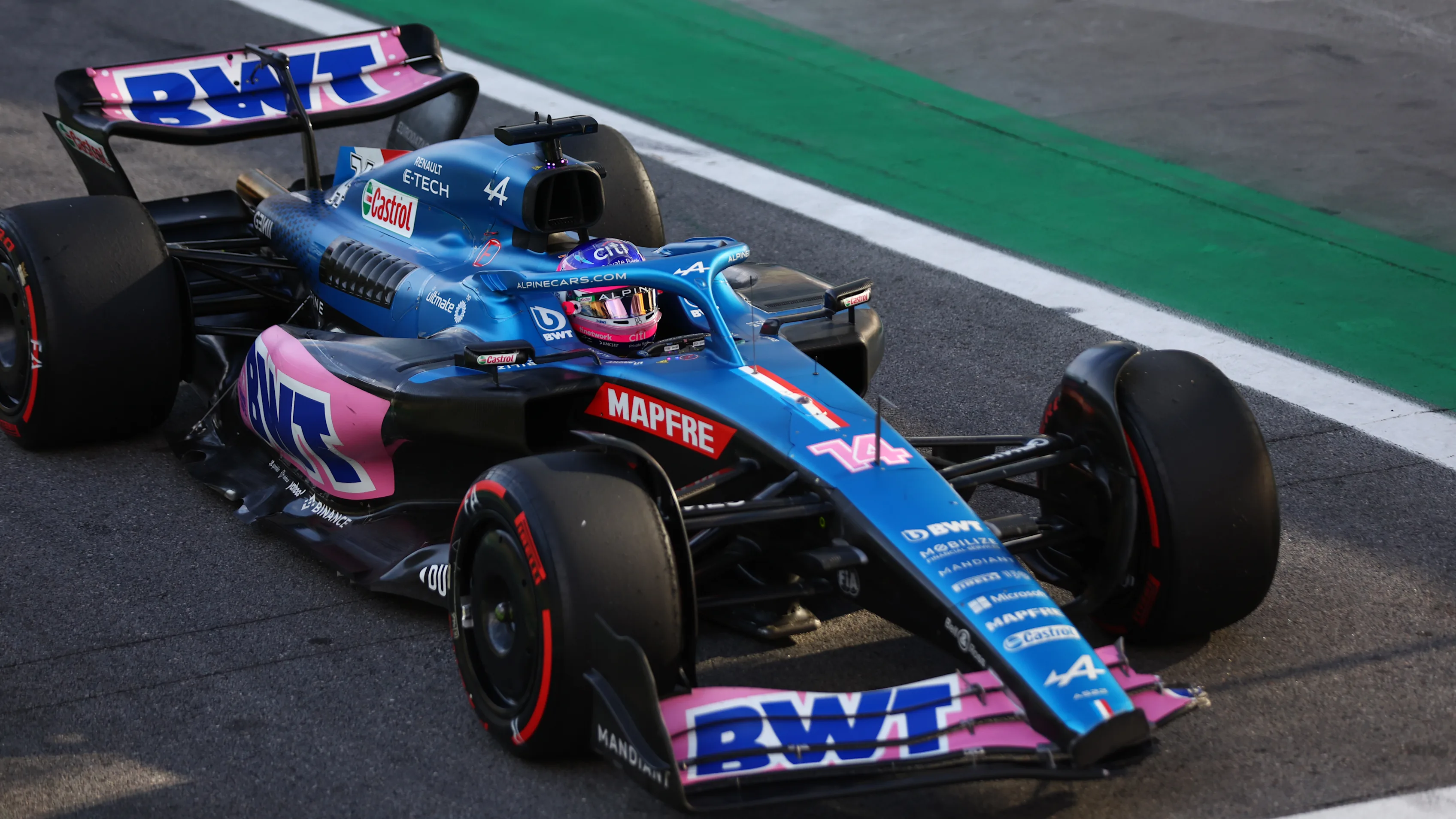 SAO PAULO, BRAZIL - NOVEMBER 12: Fernando Alonso of Spain driving the (14) Alpine F1 A522 Renault