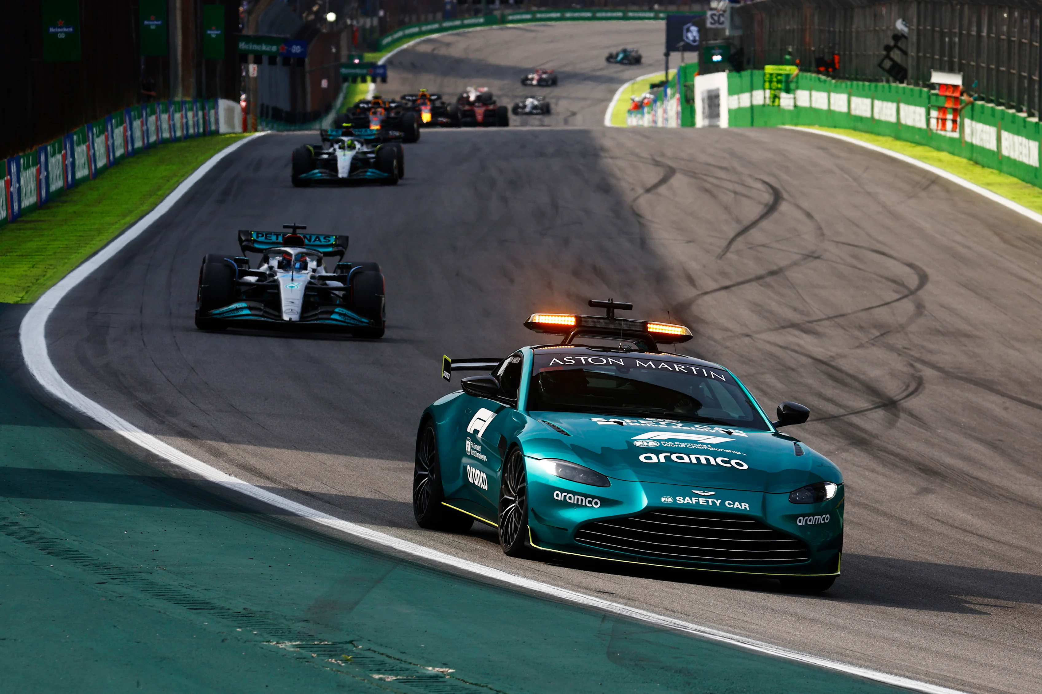 SAO PAULO, BRAZIL - NOVEMBER 13: The FIA Safety Car leads the field during the F1 Grand Prix of
