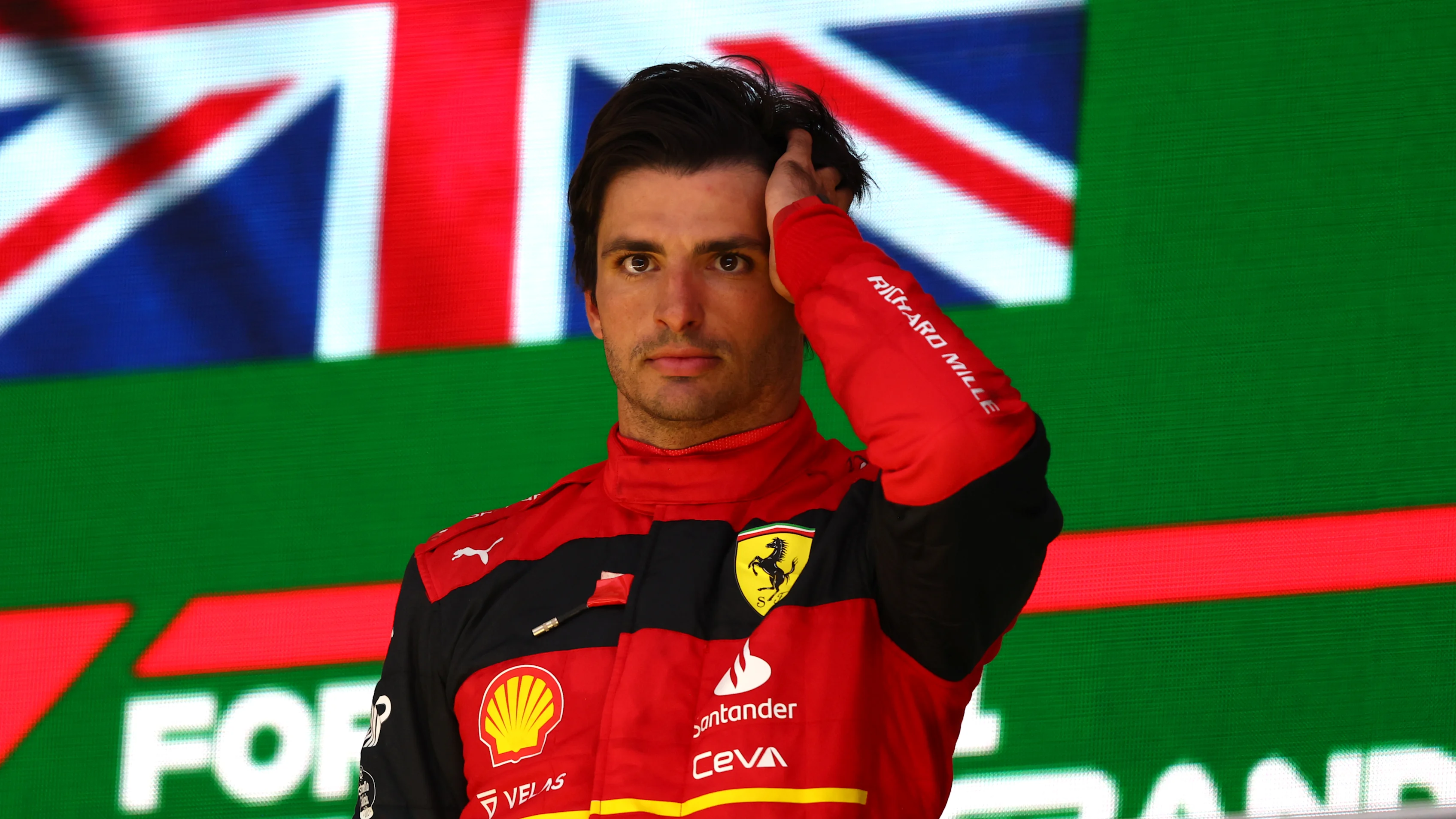 SAO PAULO, BRAZIL - NOVEMBER 13: Third placed Carlos Sainz of Spain and Ferrari celebrates on the