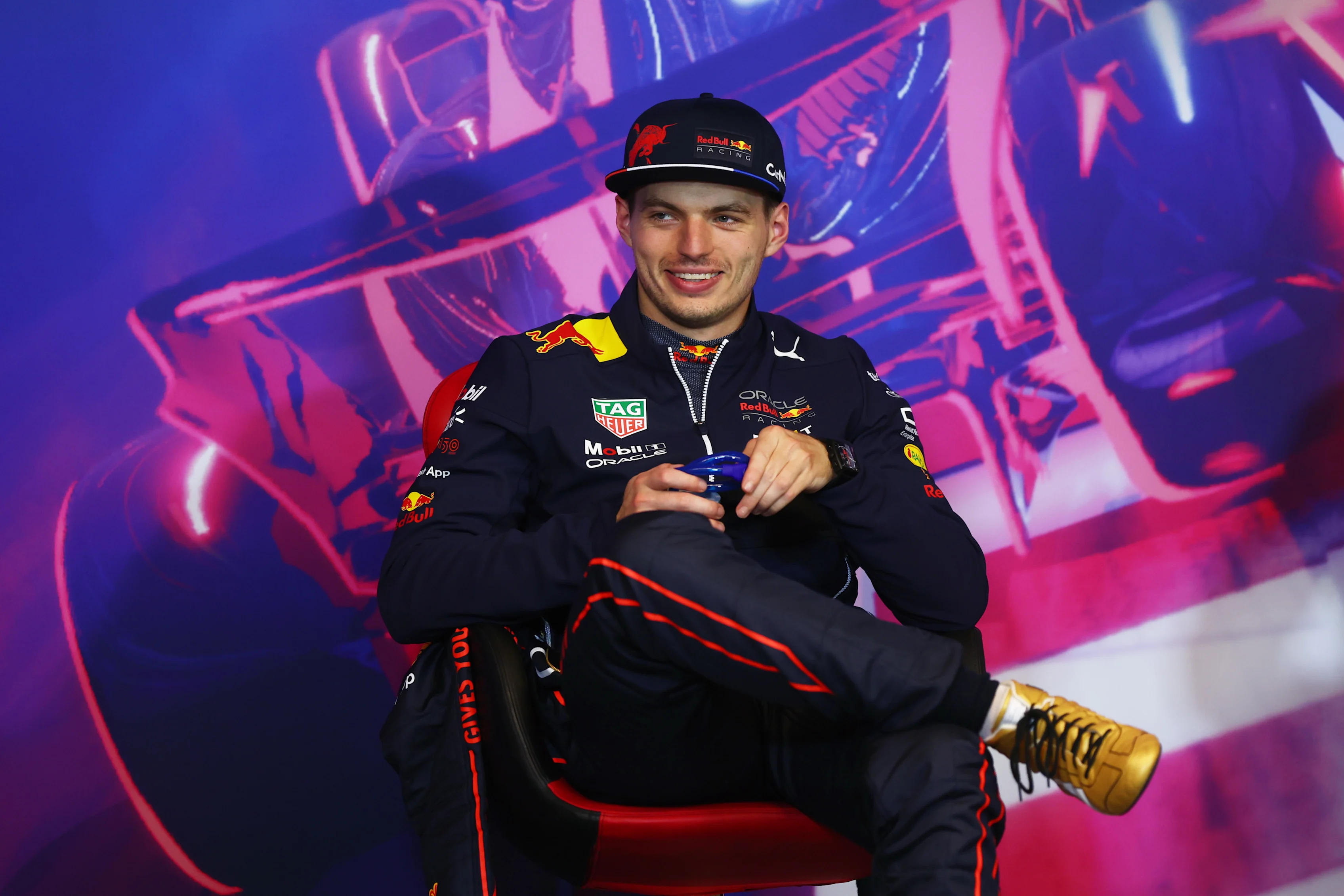 MONTREAL, QUEBEC - JUNE 18: Pole position qualifier Max Verstappen of the Netherlands and Oracle Red Bull Racing looks on in the press conference after qualifying ahead of the F1 Grand Prix of Canada at Circuit Gilles Villeneuve on June 18, 2022 in Montreal, Quebec. (Photo by Lars Baron/Getty Images)