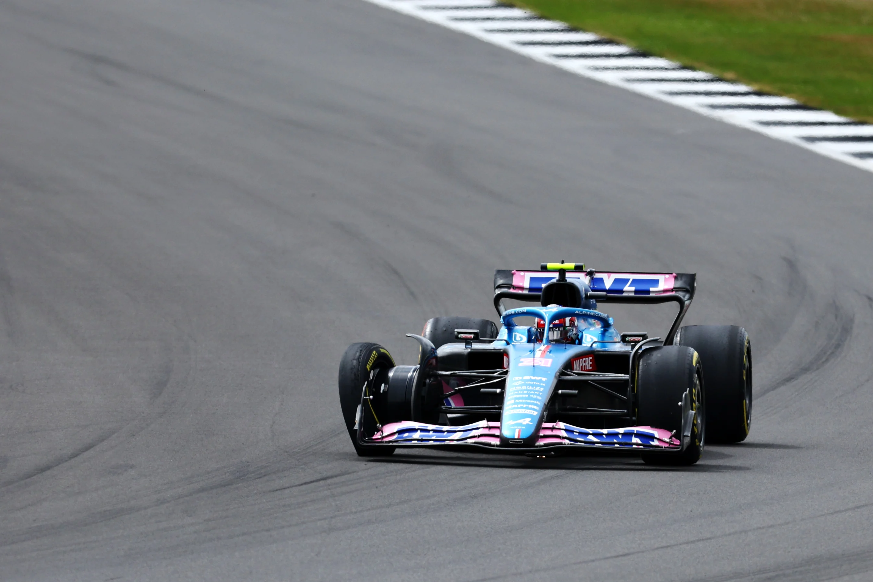 NORTHAMPTON, ENGLAND - JULY 03: Esteban Ocon of France driving the (31) Alpine F1 A522 Renault
