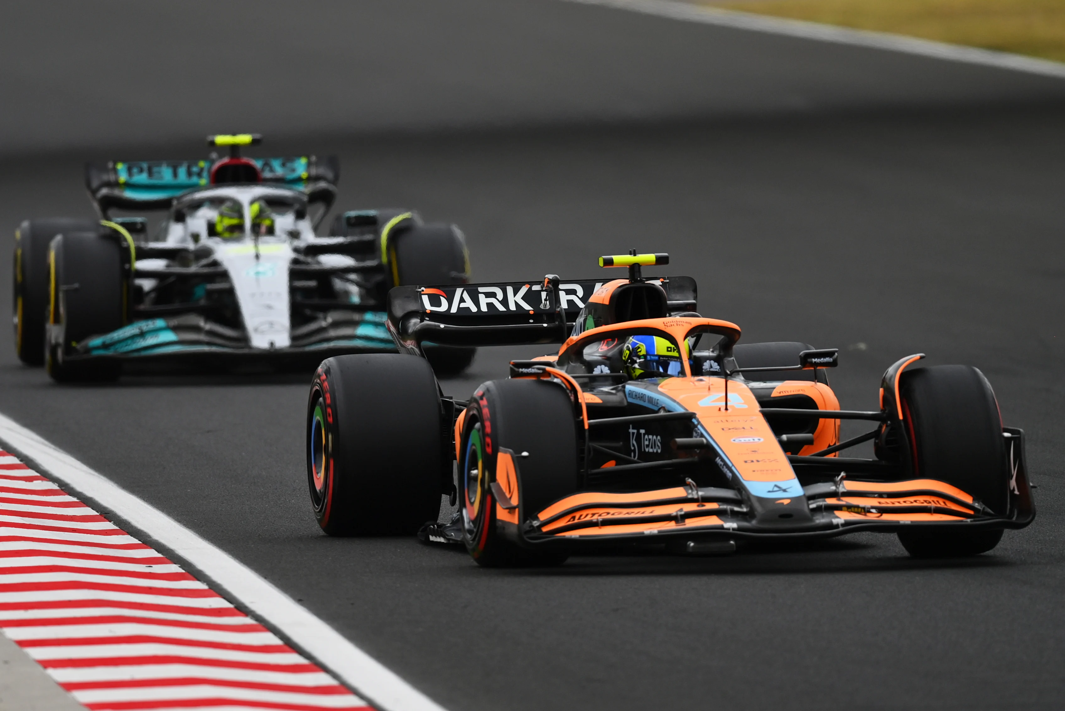 BUDAPEST, HUNGARY - JULY 31: Lando Norris of Great Britain driving the (4) McLaren MCL36 Mercedes