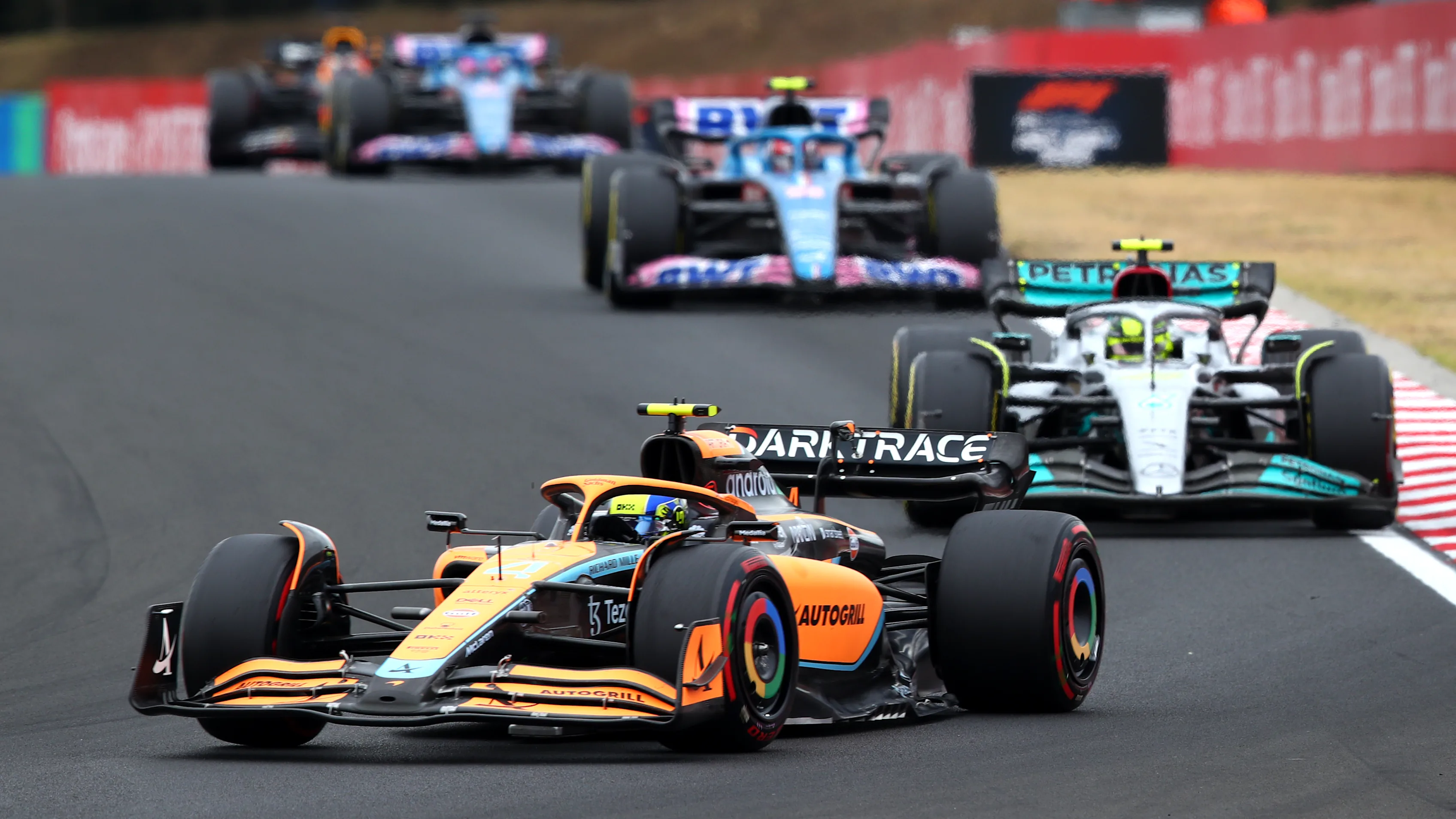 BUDAPEST, HUNGARY - JULY 31: Lando Norris of Great Britain driving the (4) McLaren MCL36 Mercedes