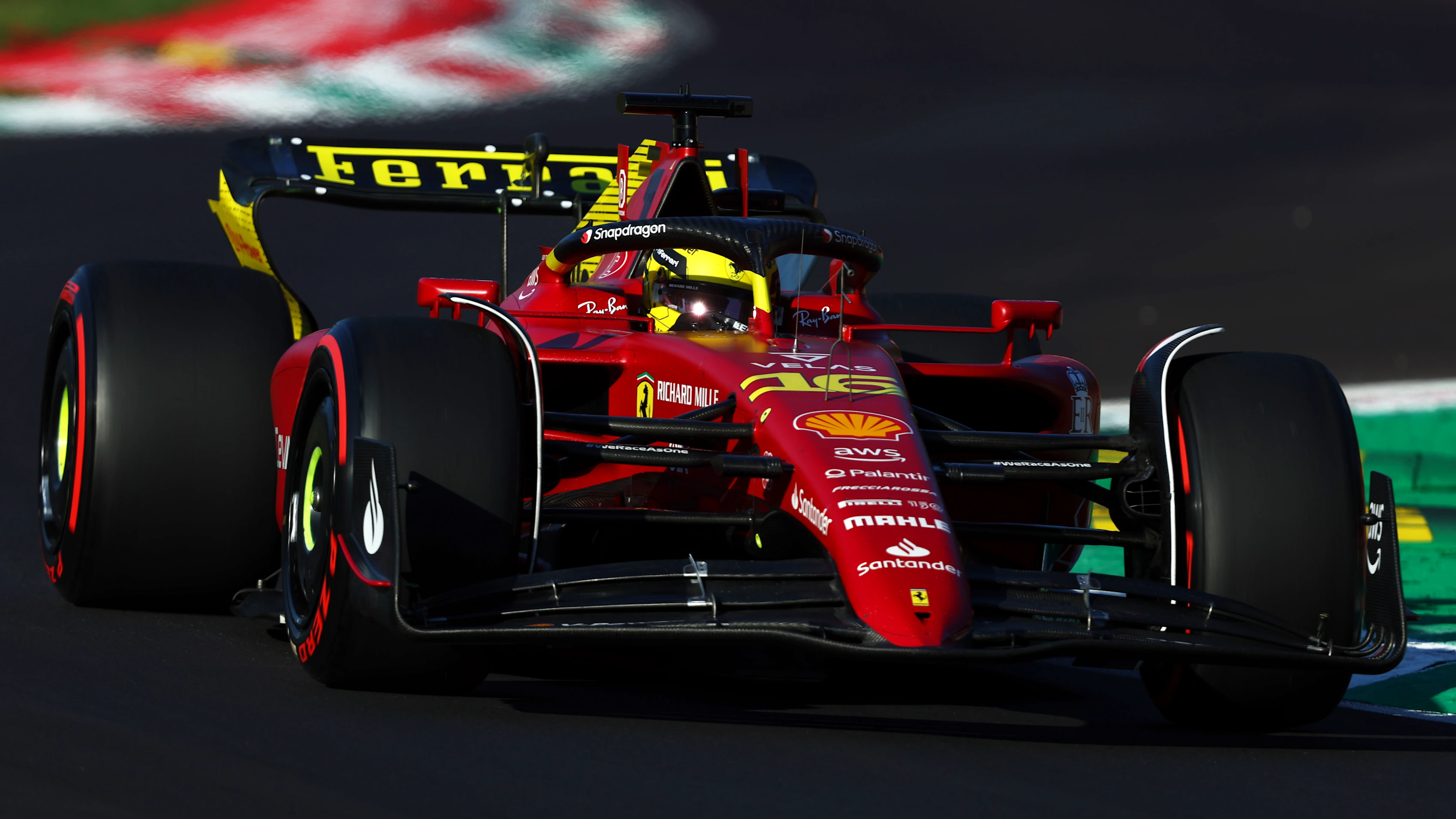 MONZA, ITALY - SEPTEMBER 09: Charles Leclerc of Monaco driving (16) the Ferrari F1-75 on track