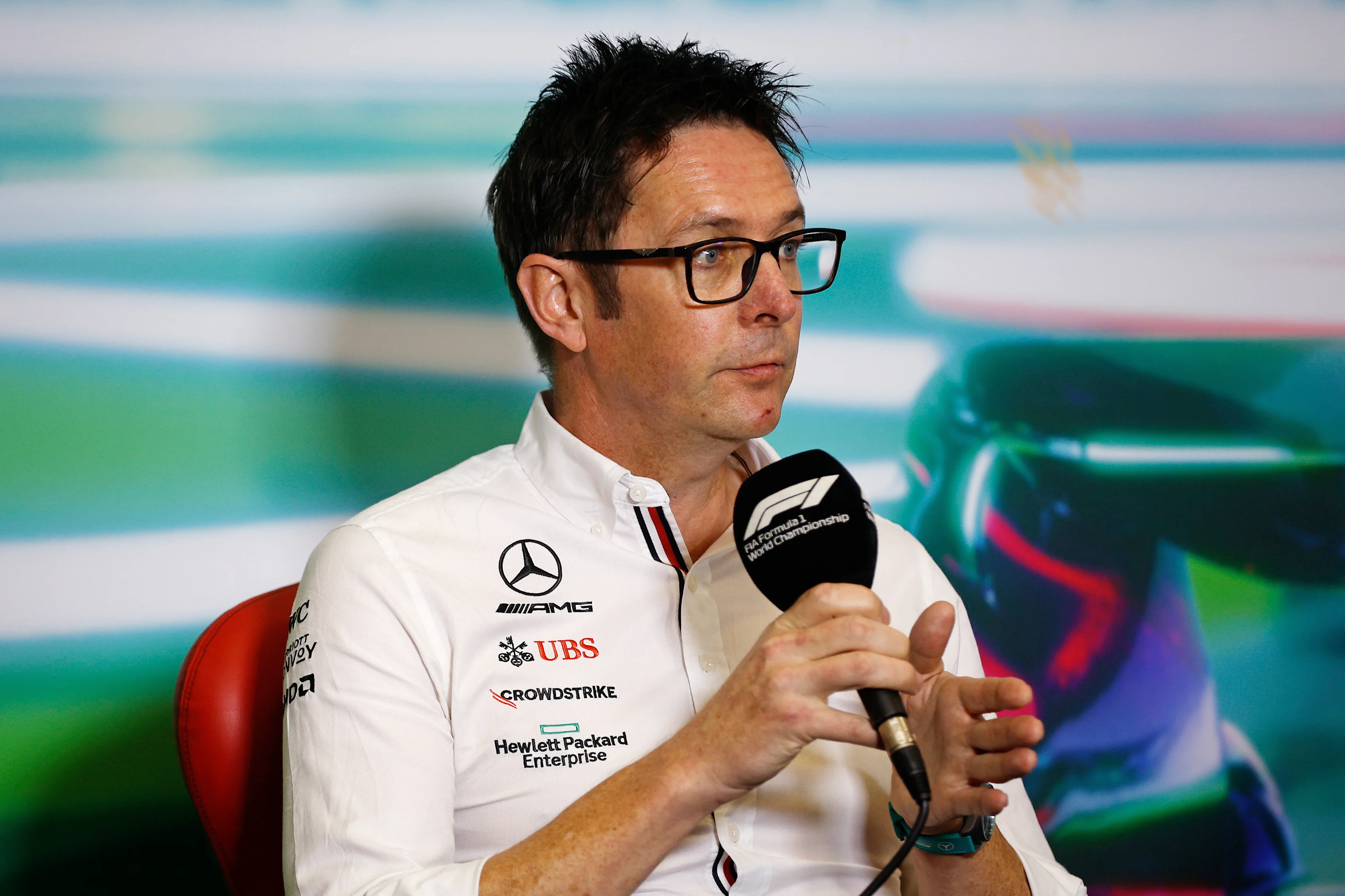 MEXICO CITY, MEXICO - OCTOBER 29: Andrew Shovlin, Trackside Engineering Director of Mercedes GP