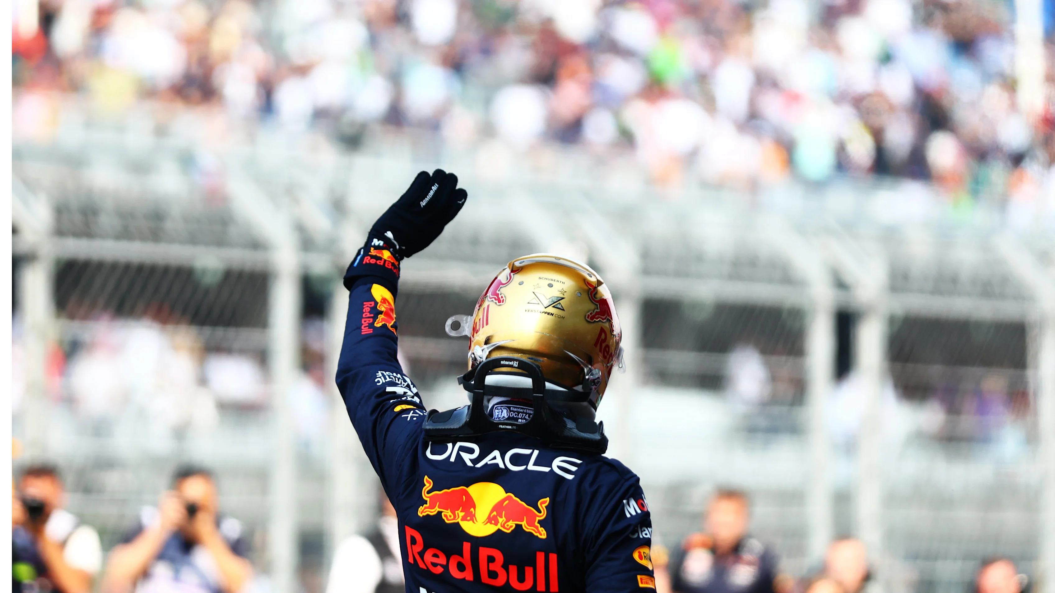 MEXICO CITY, MEXICO - OCTOBER 29: Pole position qualifier Max Verstappen of the Netherlands and