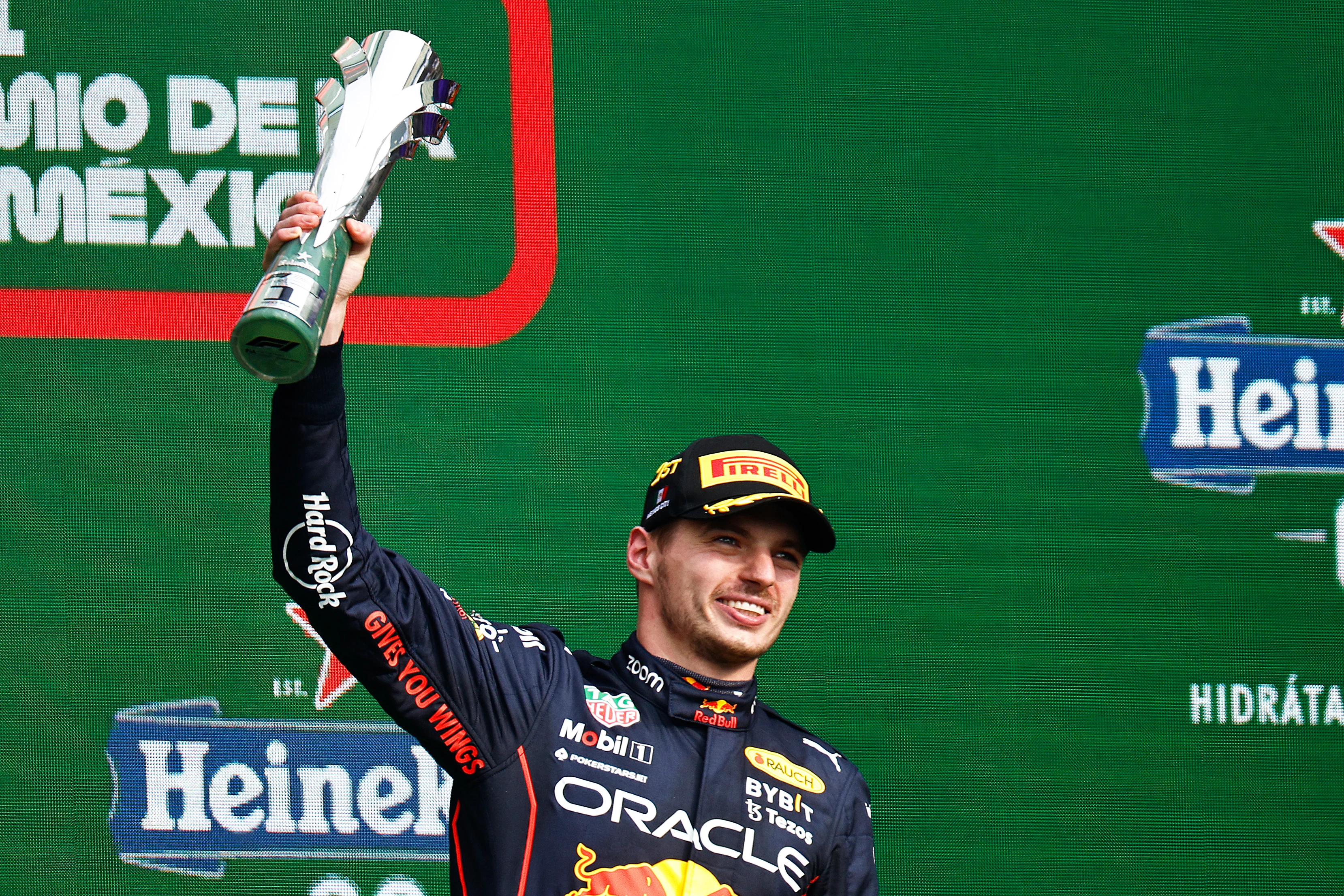 MEXICO CITY, MEXICO - OCTOBER 30: Race winner Max Verstappen of the Netherlands and Oracle Red Bull