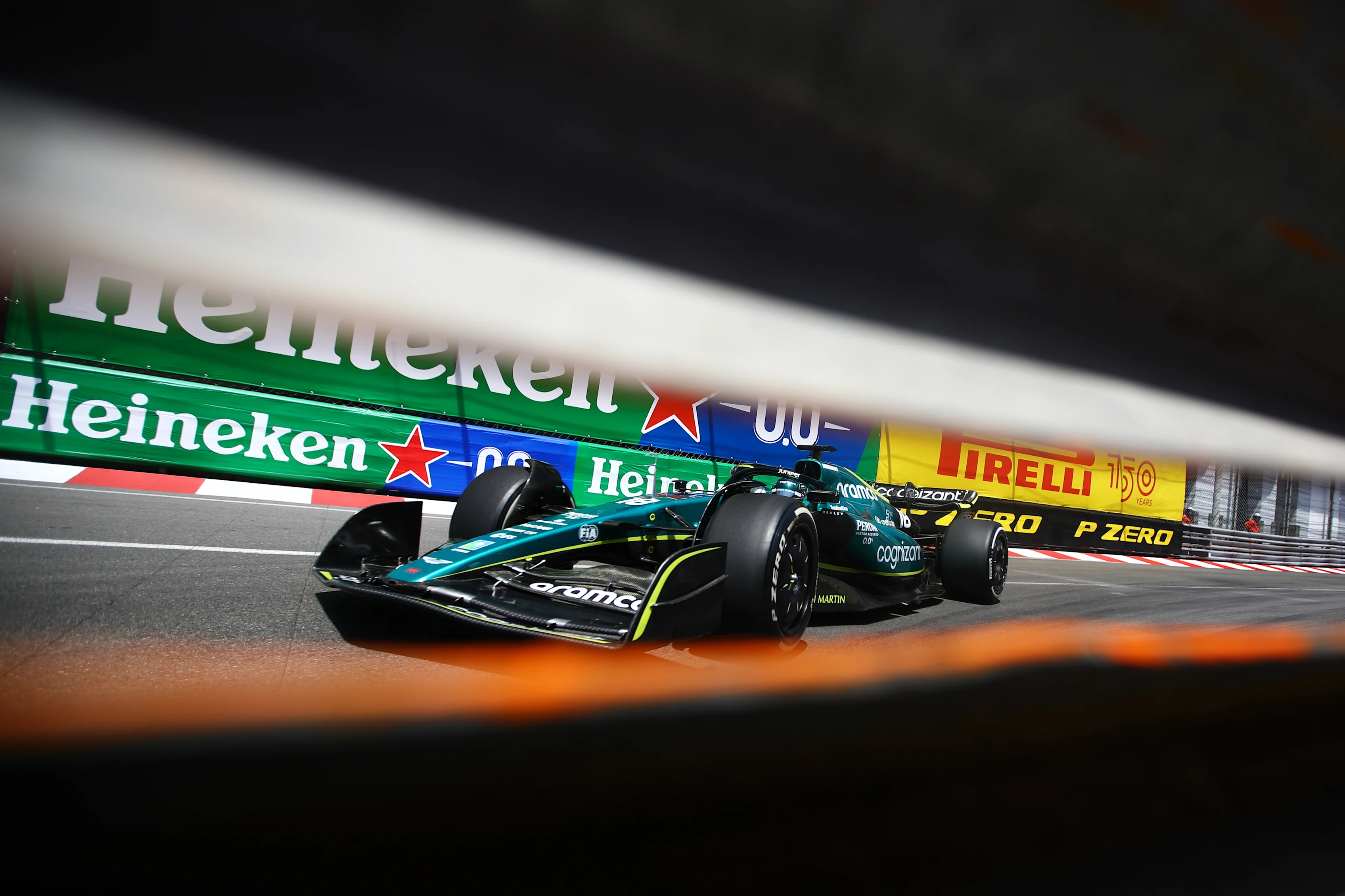 MONTE-CARLO, MONACO - MAY 27: Lance Stroll of Canada driving the (18) Aston Martin AMR22 Mercedes on track during practice ahead of the F1 Grand Prix of Monaco at Circuit de Monaco on May 27, 2022 in Monte-Carlo, Monaco. (Photo by Eric Alonso/Getty Images)