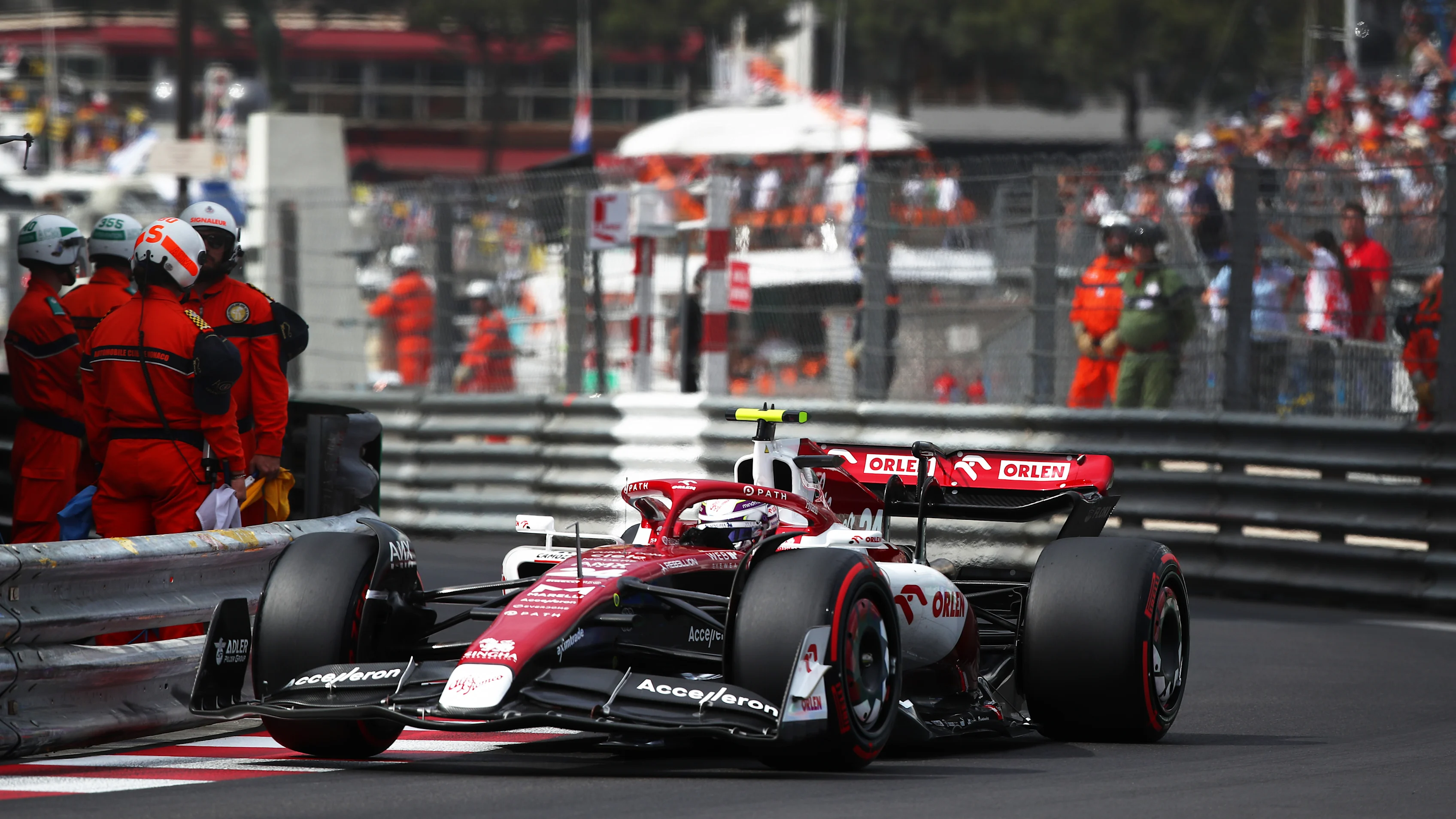 MONTE-CARLO, MONACO - MAY 28: Zhou Guanyu of China driving the (24) Alfa Romeo F1 C42 Ferrari on
