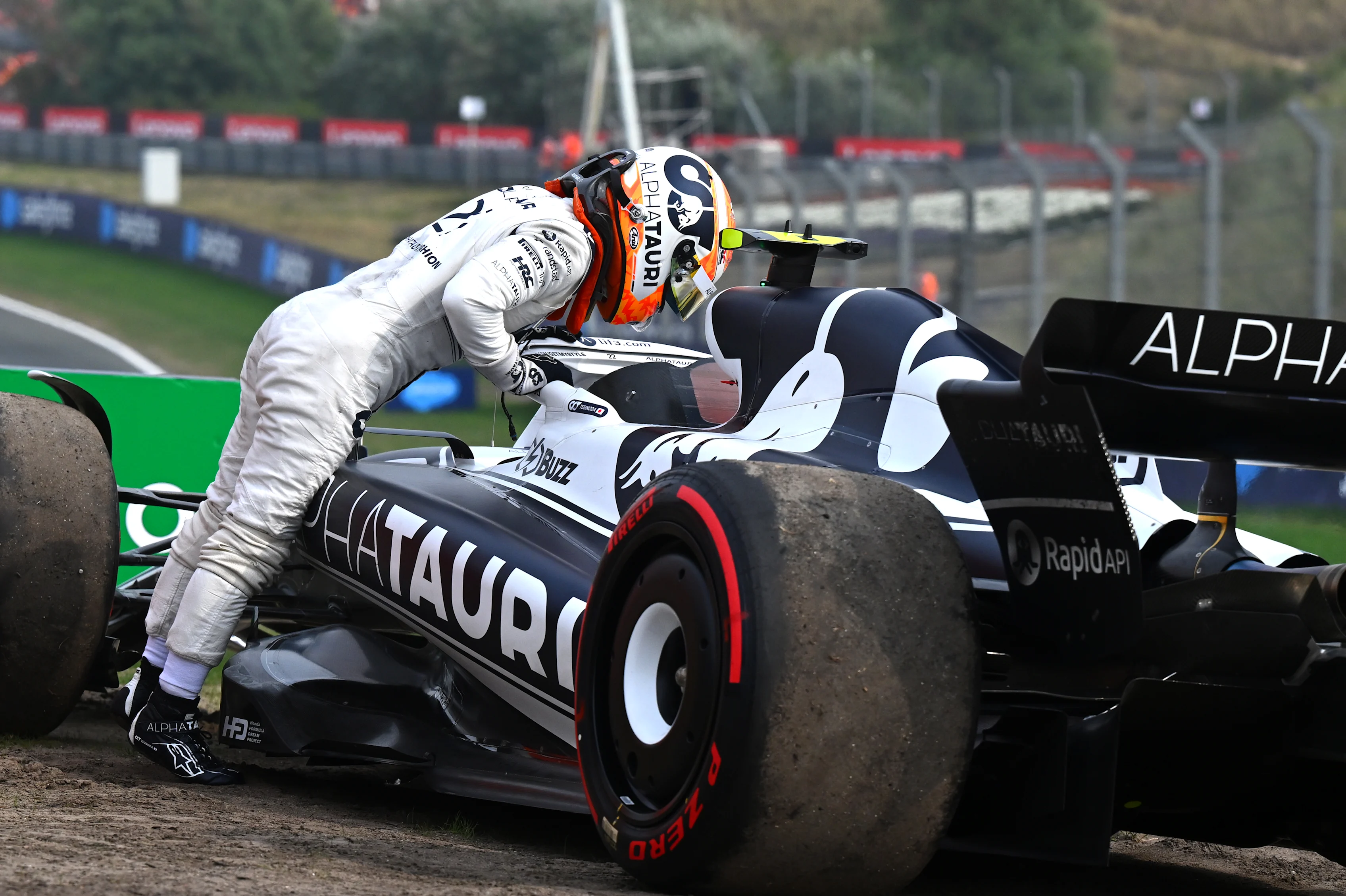 ZANDVOORT, NETHERLANDS - SEPTEMBER 04: Yuki Tsunoda of Japan and Scuderia AlphaTauri looks on after