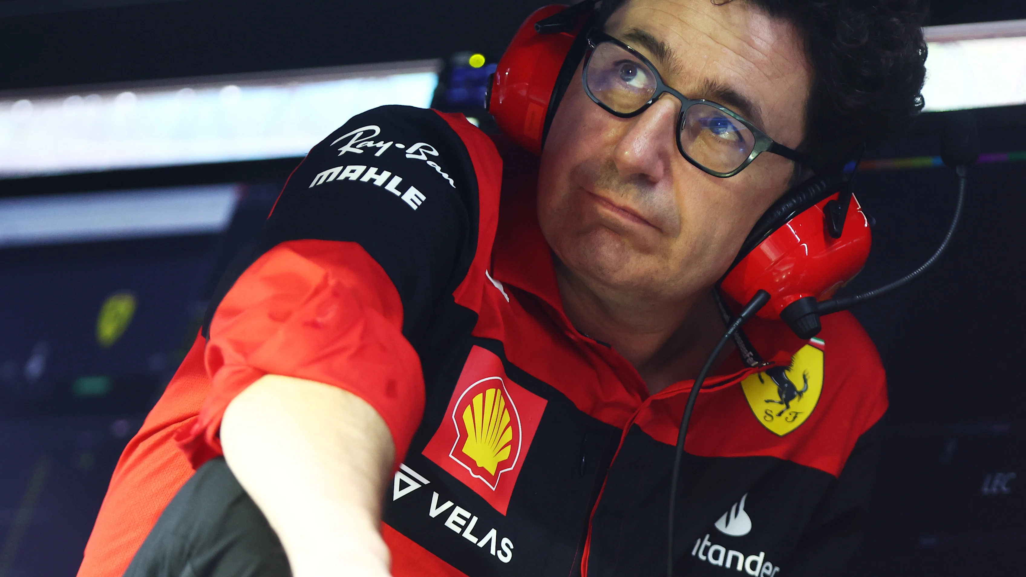 SINGAPORE, SINGAPORE - OCTOBER 01: Scuderia Ferrari Team Principal Mattia Binotto looks on in the