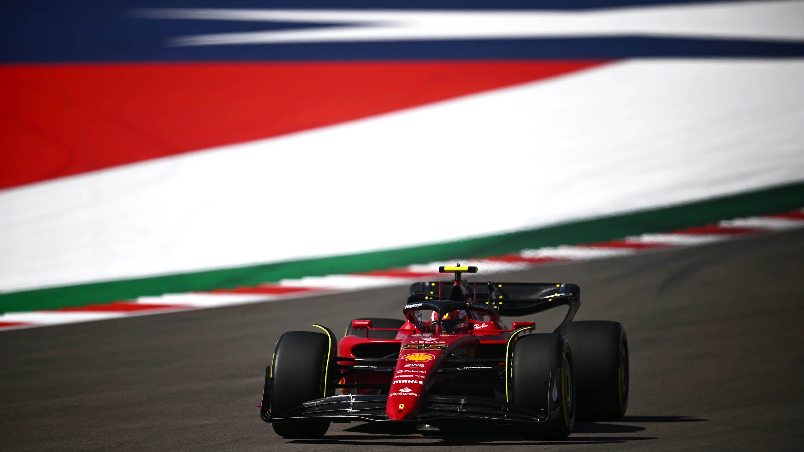 AUSTIN, TEXAS - OCTOBER 22: Carlos Sainz of Spain driving (55) the Ferrari F1-75 on track during