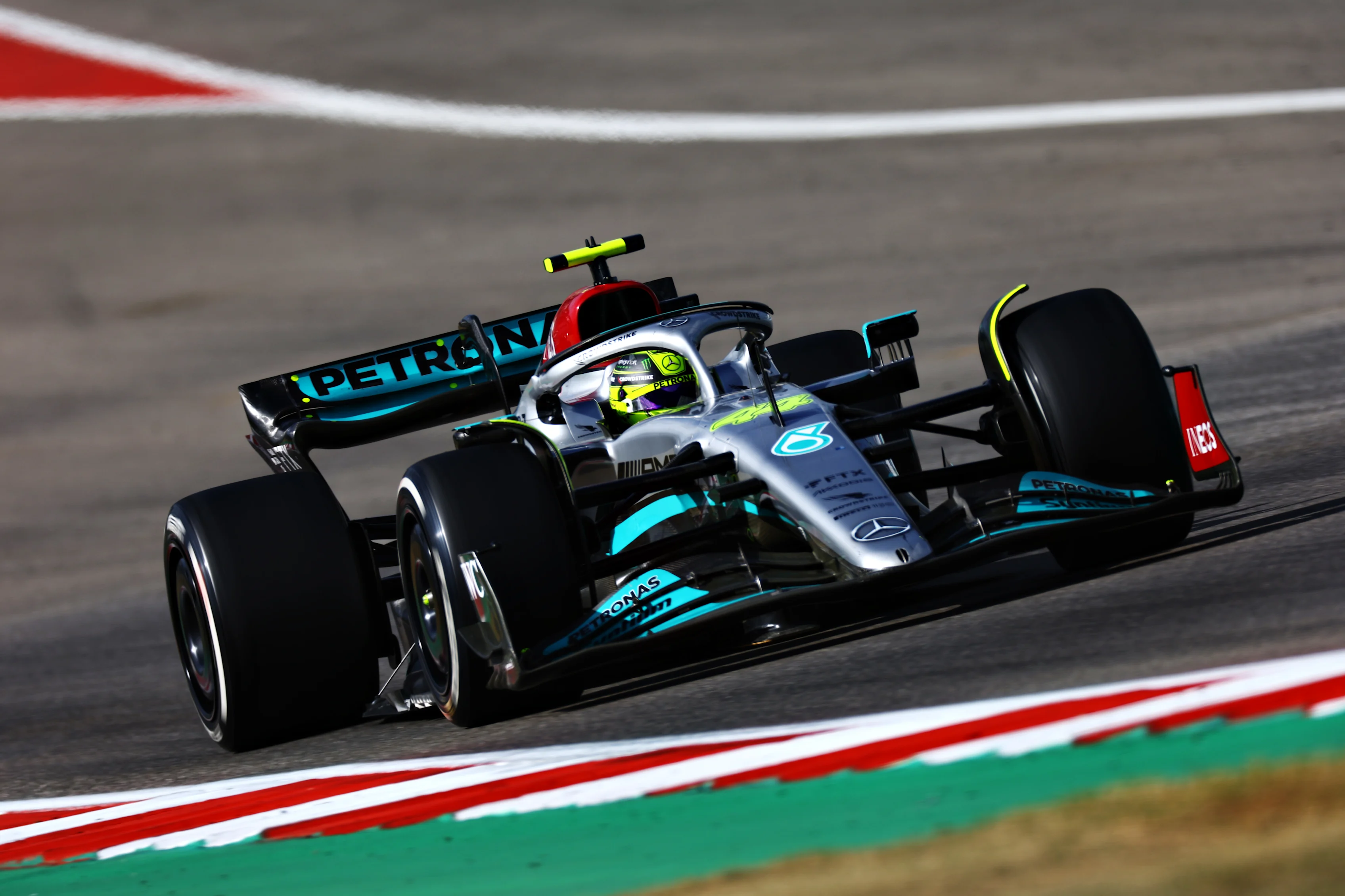 AUSTIN, TEXAS - OCTOBER 23: Lewis Hamilton of Great Britain driving the (44) Mercedes AMG Petronas