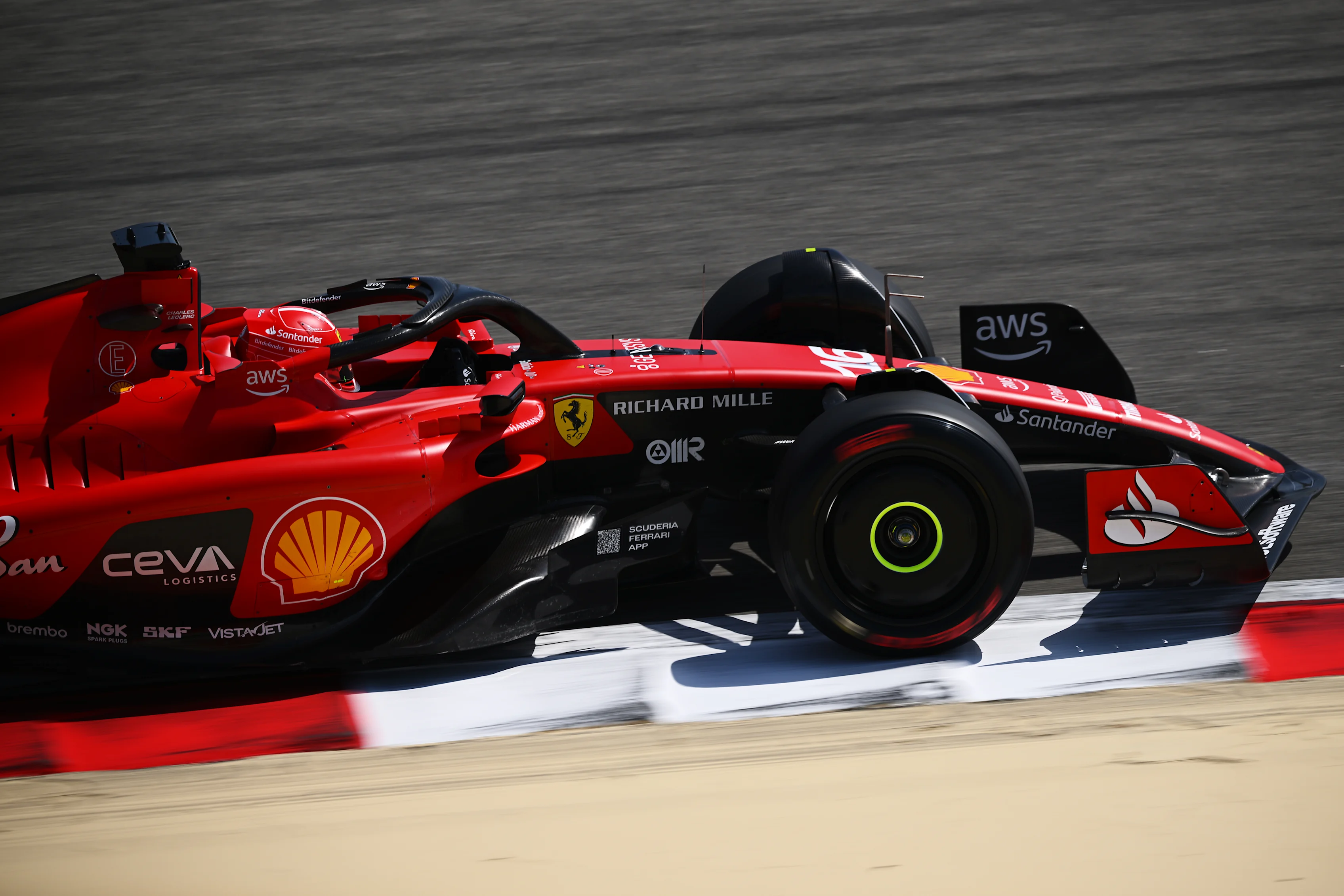 BAHRAIN, BAHRAIN - FEBRUARY 25: Charles Leclerc of Monaco driving the (16) Ferrari SF-23 on track