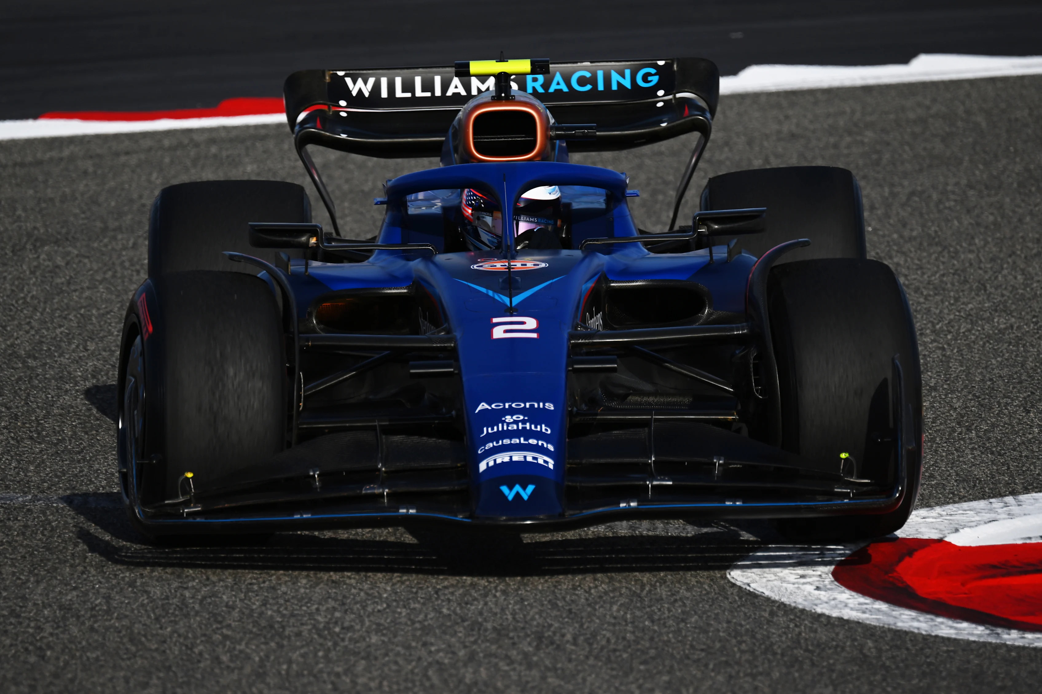 BAHRAIN, BAHRAIN - FEBRUARY 23: Logan Sargeant of United States driving the (2) Williams FW45 Mercedes on track during day one of F1 Testing at Bahrain International Circuit on February 23, 2023 in Bahrain, Bahrain.