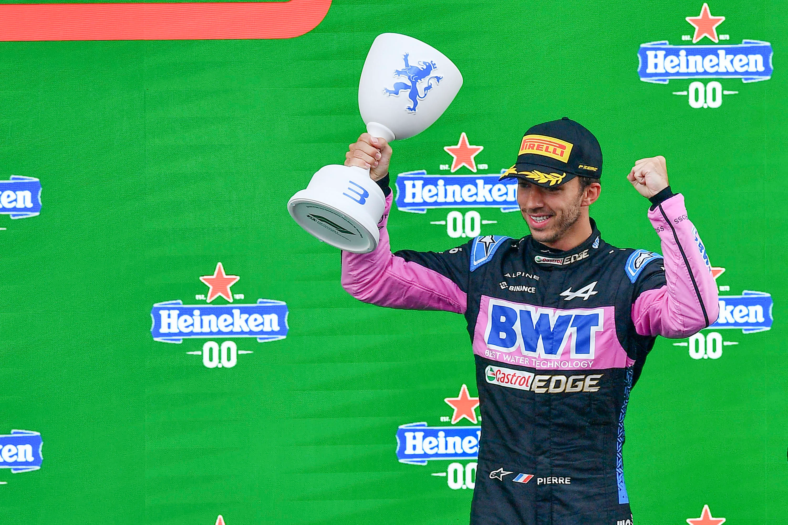 ZANDVOORT, NETHERLANDS - AUGUST 27: Pierre Gasly of France and BWT Alpine F1 Team celebrates on the
