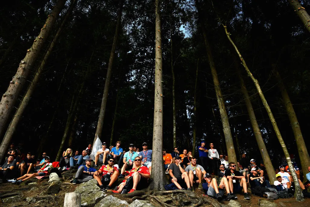 SPA, BELGIUM - AUGUST 27: Fans take a seat to watch the action before the Formula One Grand Prix
