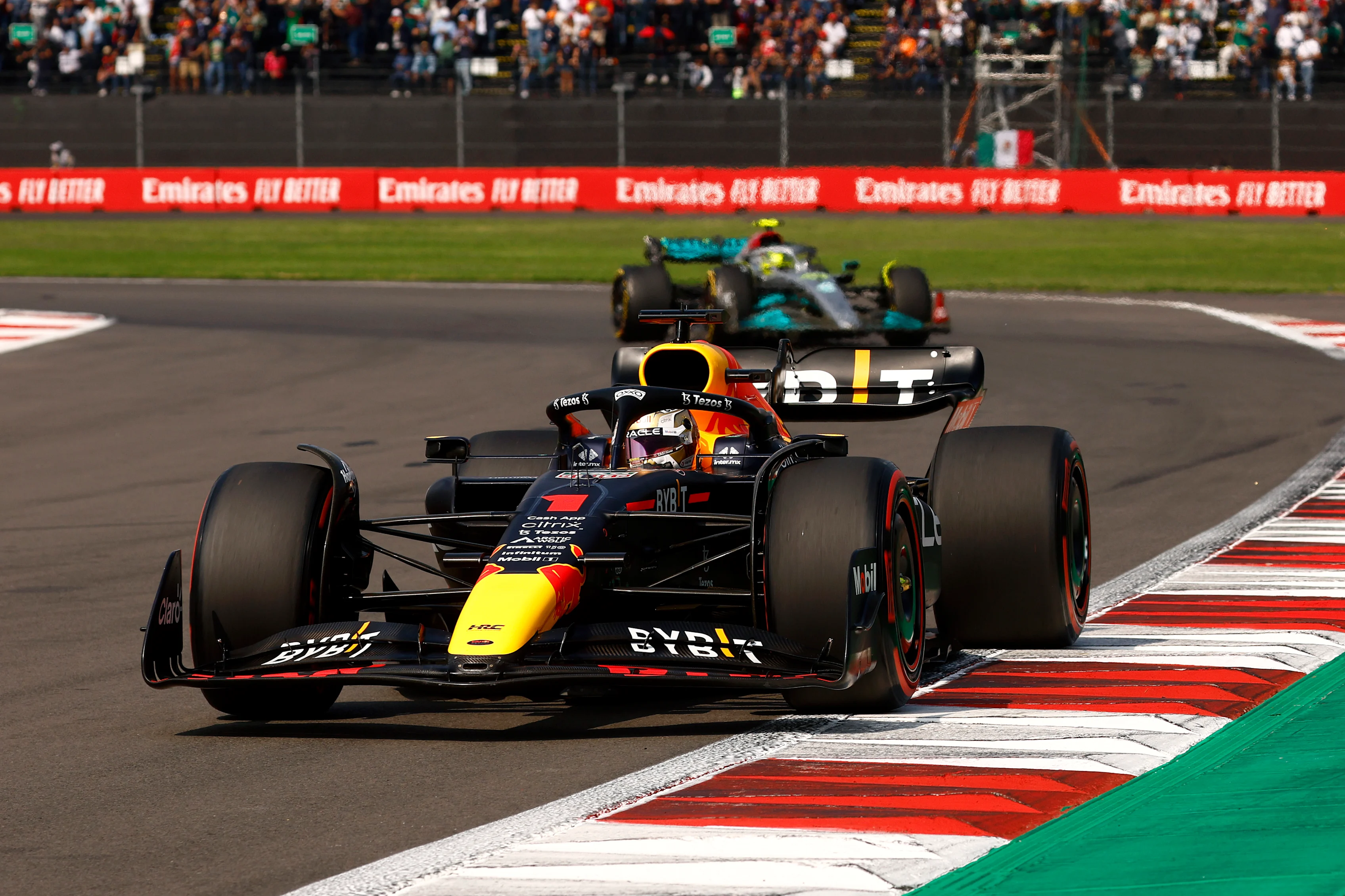 MEXICO CITY, MEXICO - OCTOBER 30: Max Verstappen of the Netherlands driving the (1) Oracle Red Bull