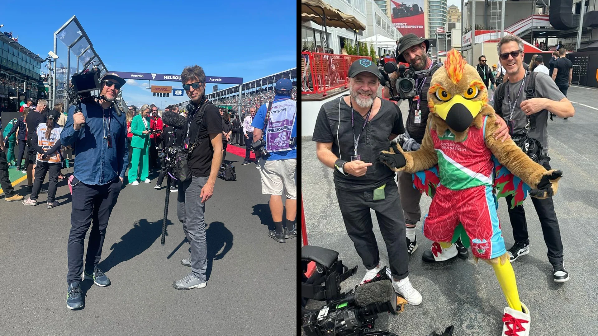 Members of the Drive To Survive team in action in the F1 paddock