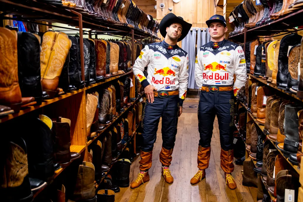AUSTIN, TX - OCTOBER 18:  Daniel Ricciardo of Australia and Red Bull Racing and Max Verstappen of