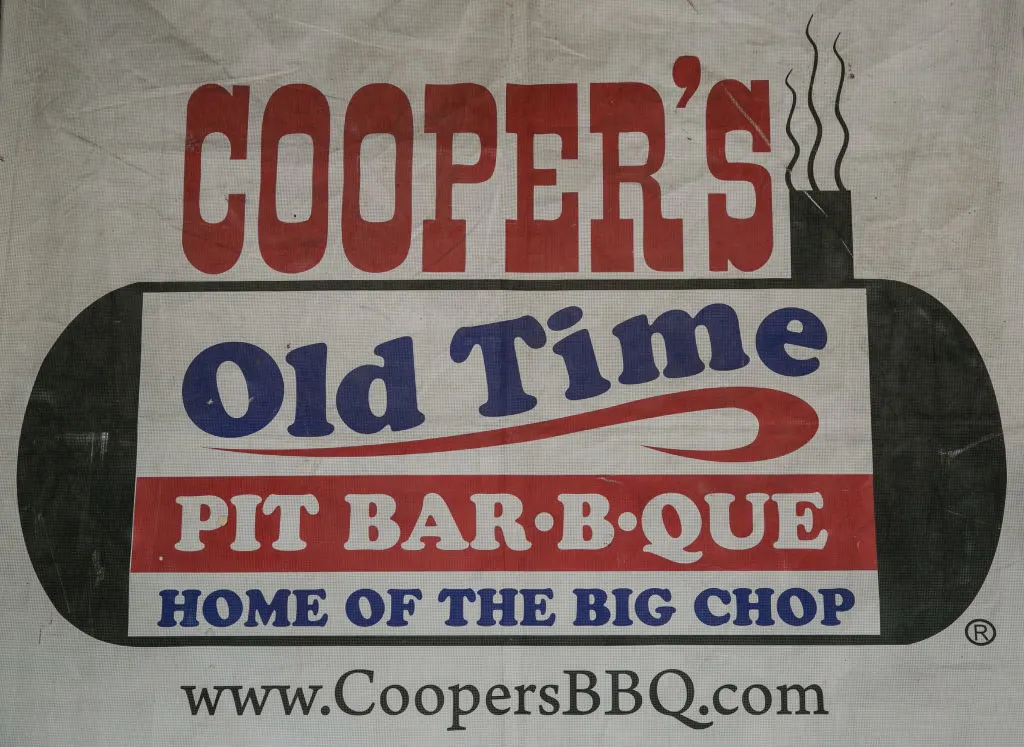 AUSTIN, TX - APRIL 14:  The entrance to Cooper's Old Time Pit Bar-B-Que is viewed on April 14,