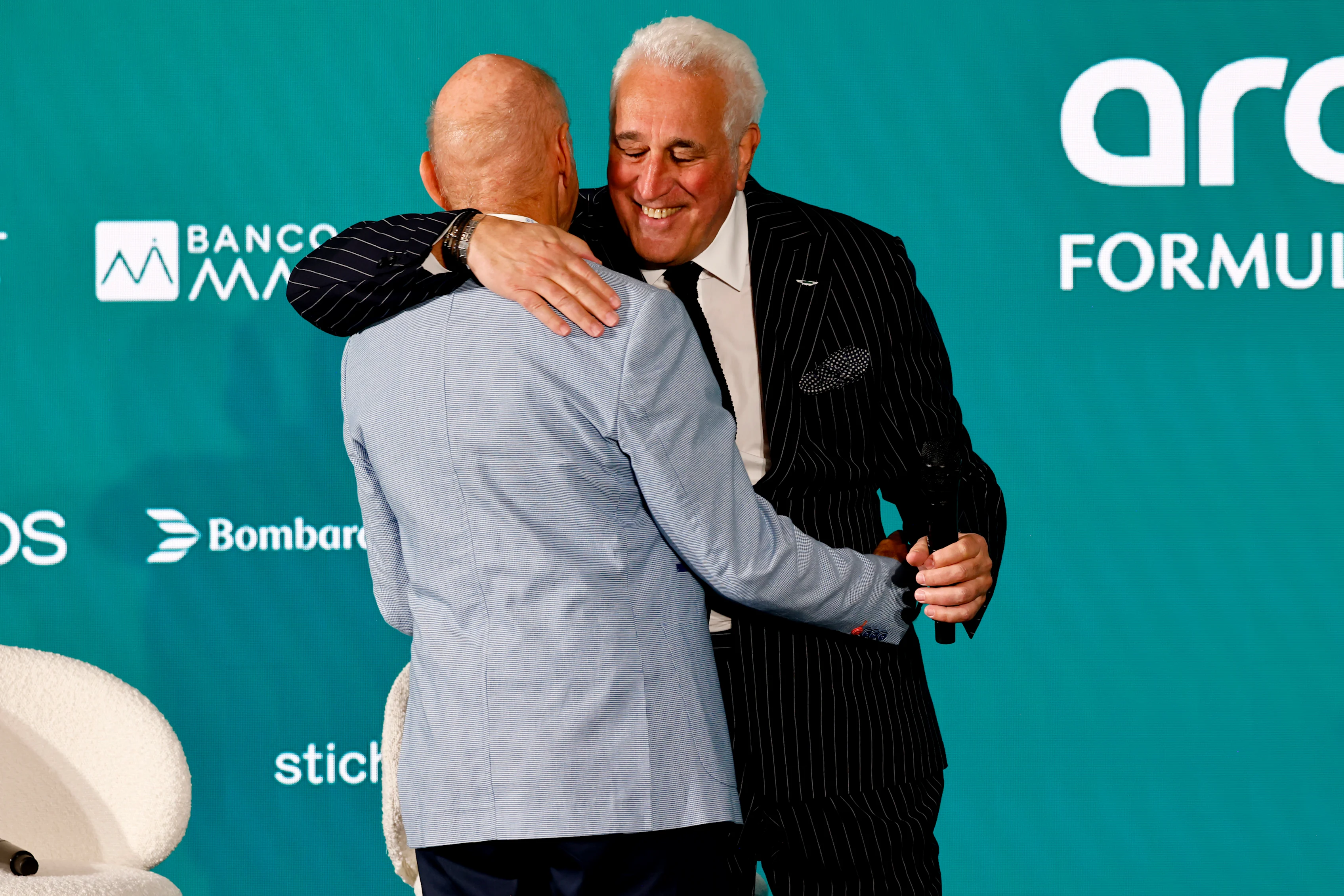 SILVERSTONE, ENGLAND - SEPTEMBER 10: Adrian Newey and Lawrence Stroll, Owner, Aston Martin F1 Team,