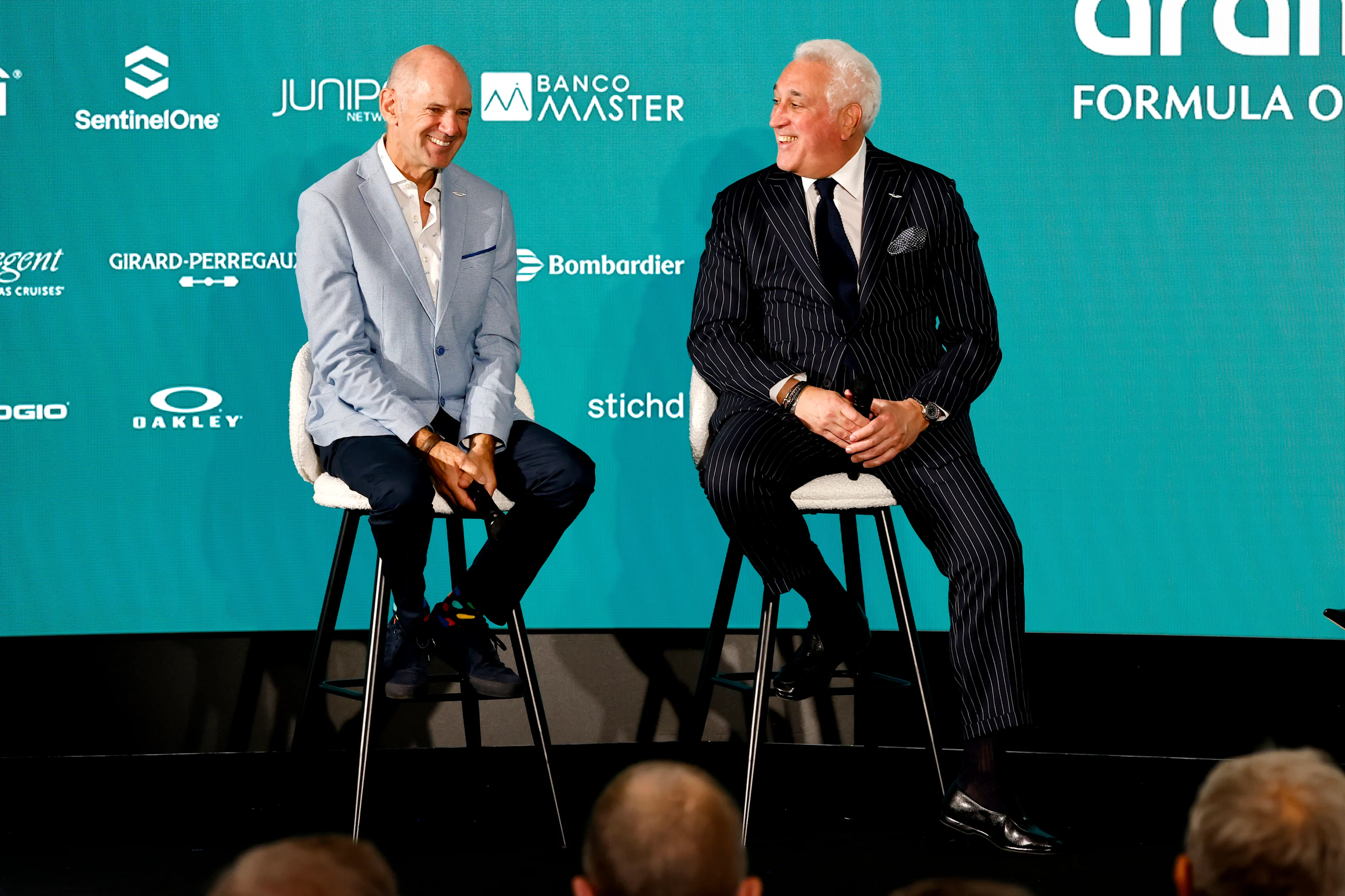 SILVERSTONE, ENGLAND - SEPTEMBER 10: Adrian Newey and Lawrence Stroll, Owner, Aston Martin F1 Team,