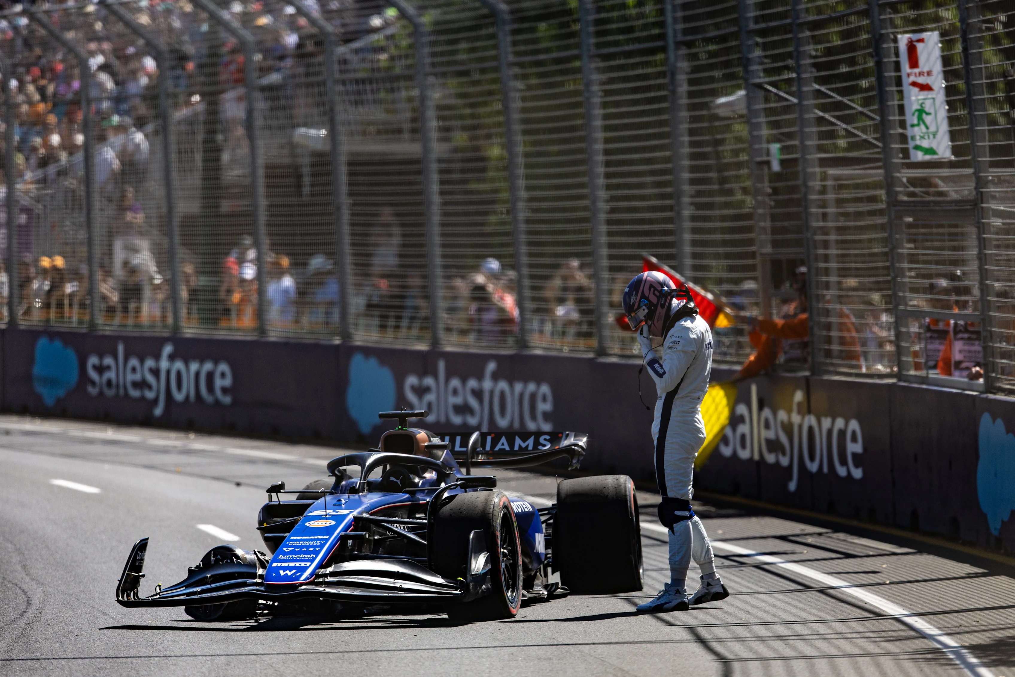MELBOURNE, AUSTRALIA - MARCH 22: Alex Albon of Thailand and Williams F1 crashes out during FP1