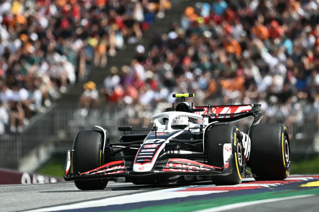 Haas F1's German driver Nico Hulkenberg competes during the Formula One Austrian Grand Prix on the