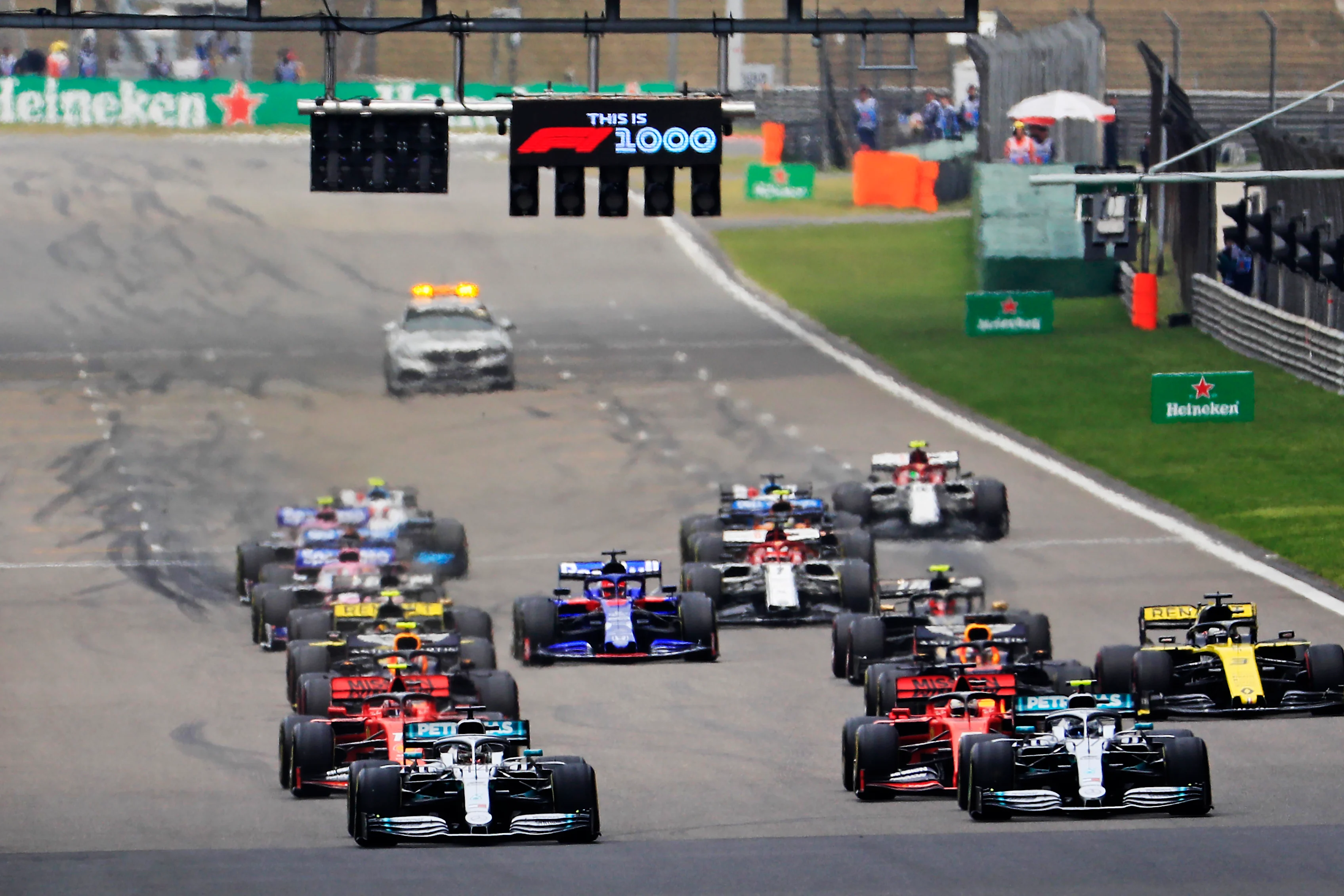 SHANGHAI, CHINA - APRIL 14: Racers compete in the Formula 1 Heineken Chinese Grand Prix 2019 at the
