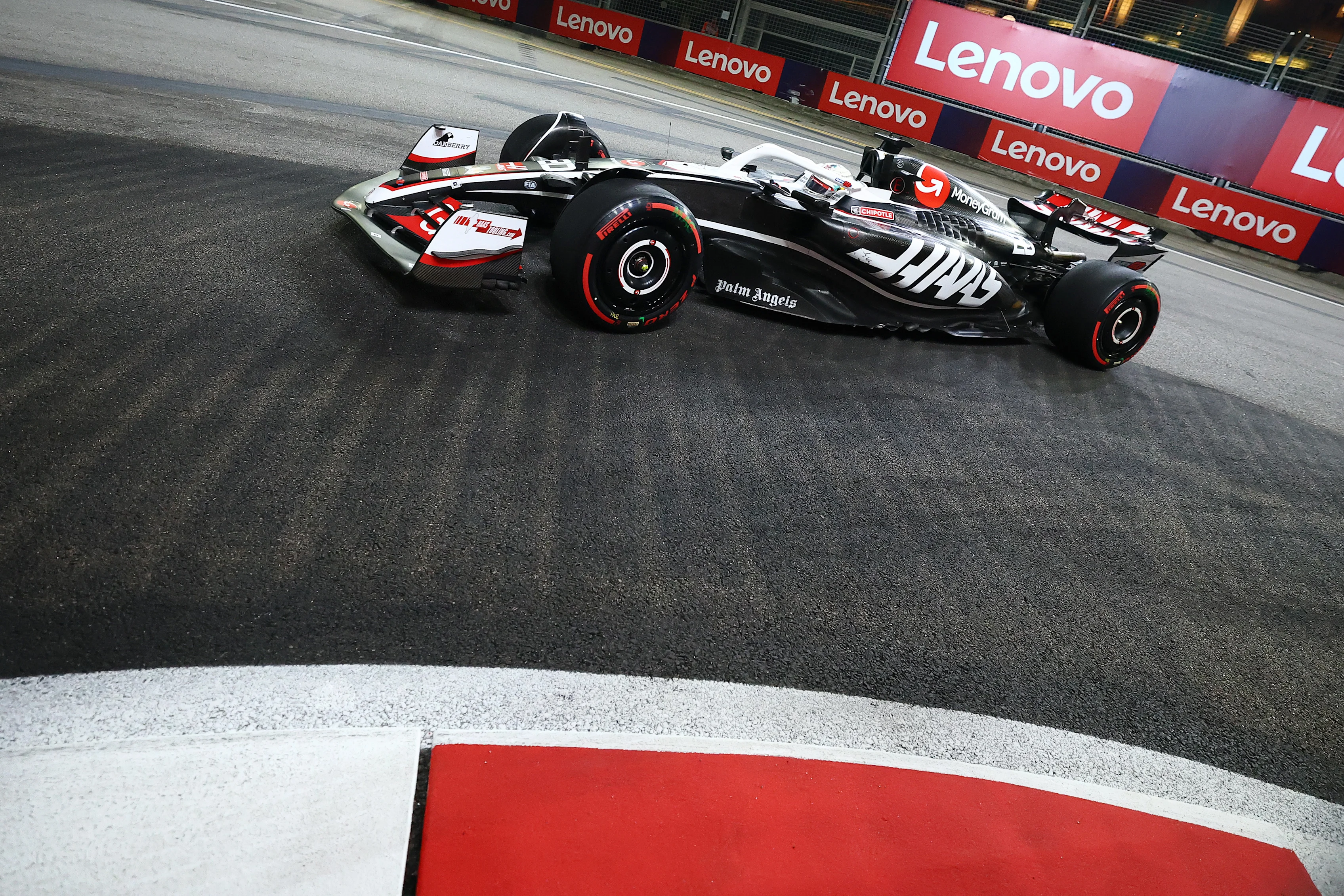 Kevin Magnussen of Denmark drives the MoneyGram Haas F1 Team VF-24 during practice ahead of the F1