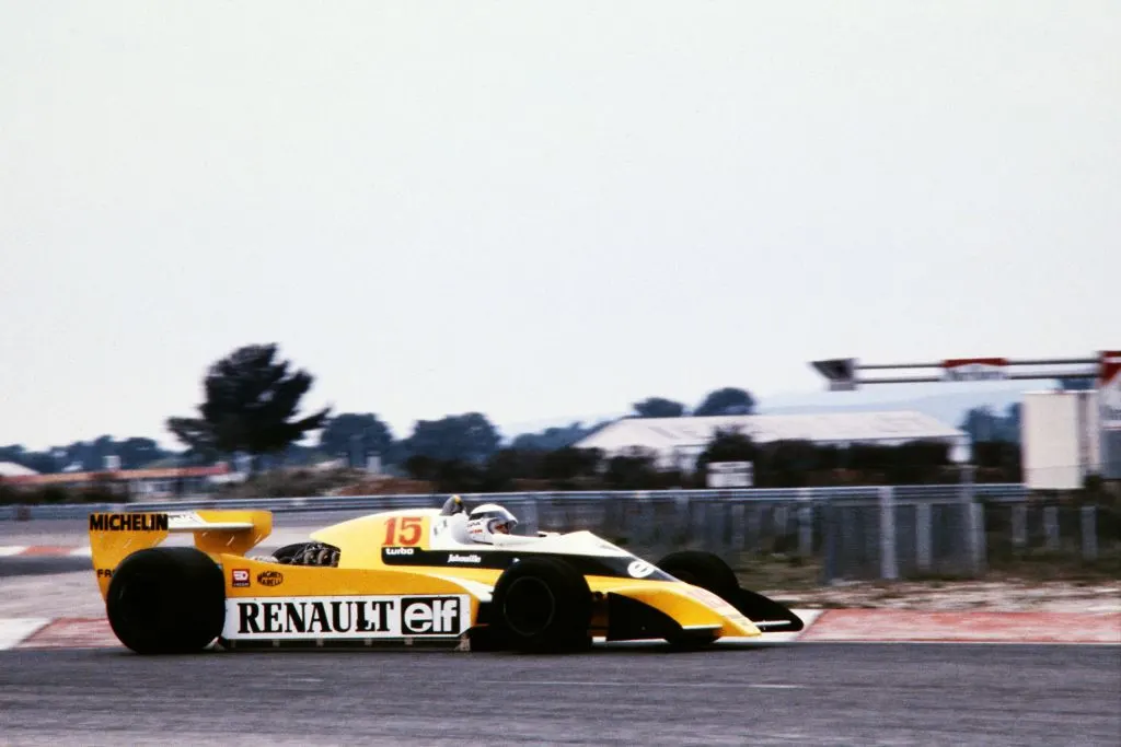 French Formula One driver Jean-Pierre Jaussaud speeds on the Castellet track during a training