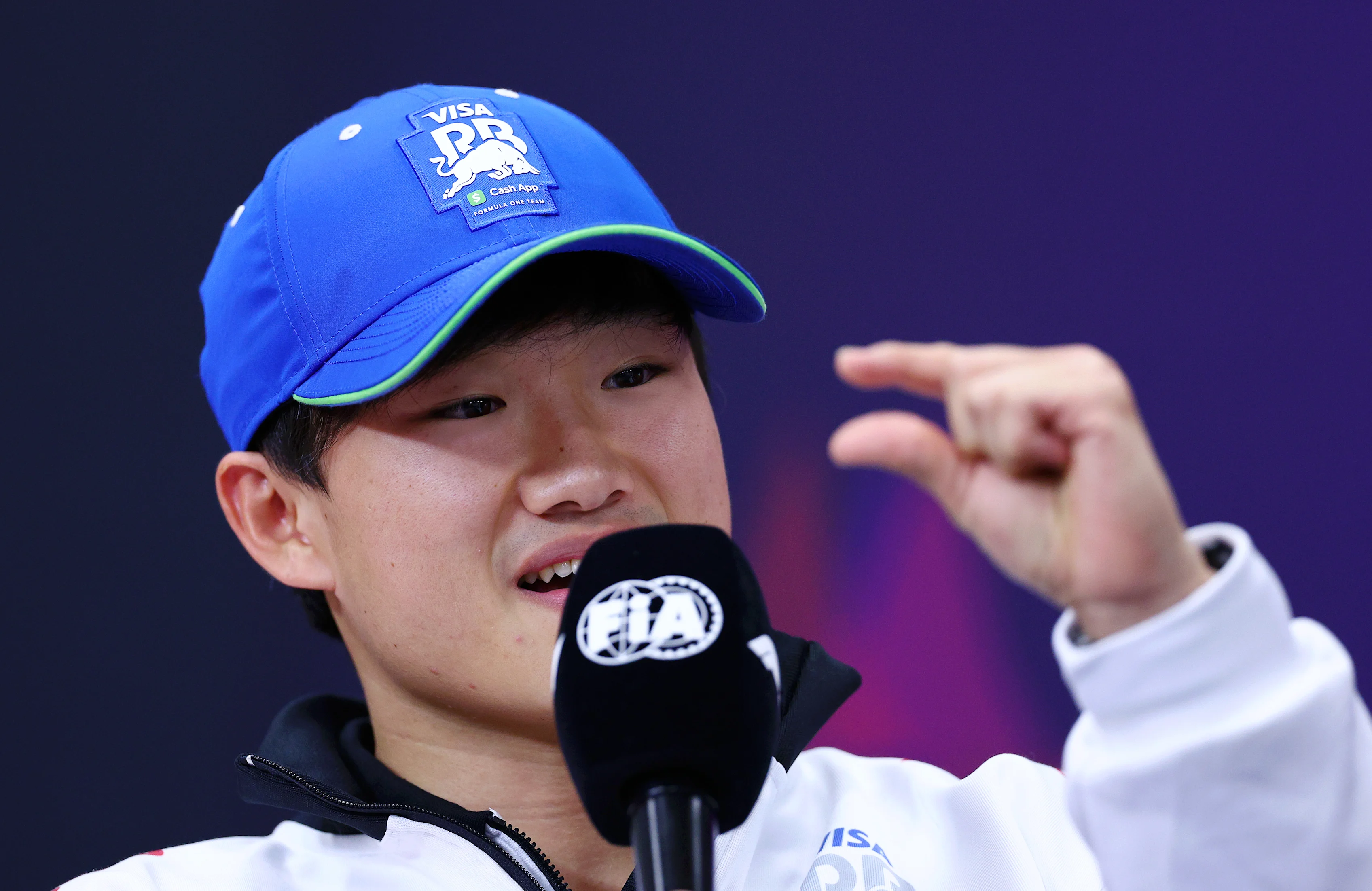 SUZUKA, JAPAN - APRIL 04: Yuki Tsunoda of Japan and Visa Cash App RB attends the Drivers Press Conference during previews ahead of the F1 Grand Prix of Japan at Suzuka International Racing Course on April 04, 2024 in Suzuka, Japan. (Photo by Clive Rose/Getty Images)
