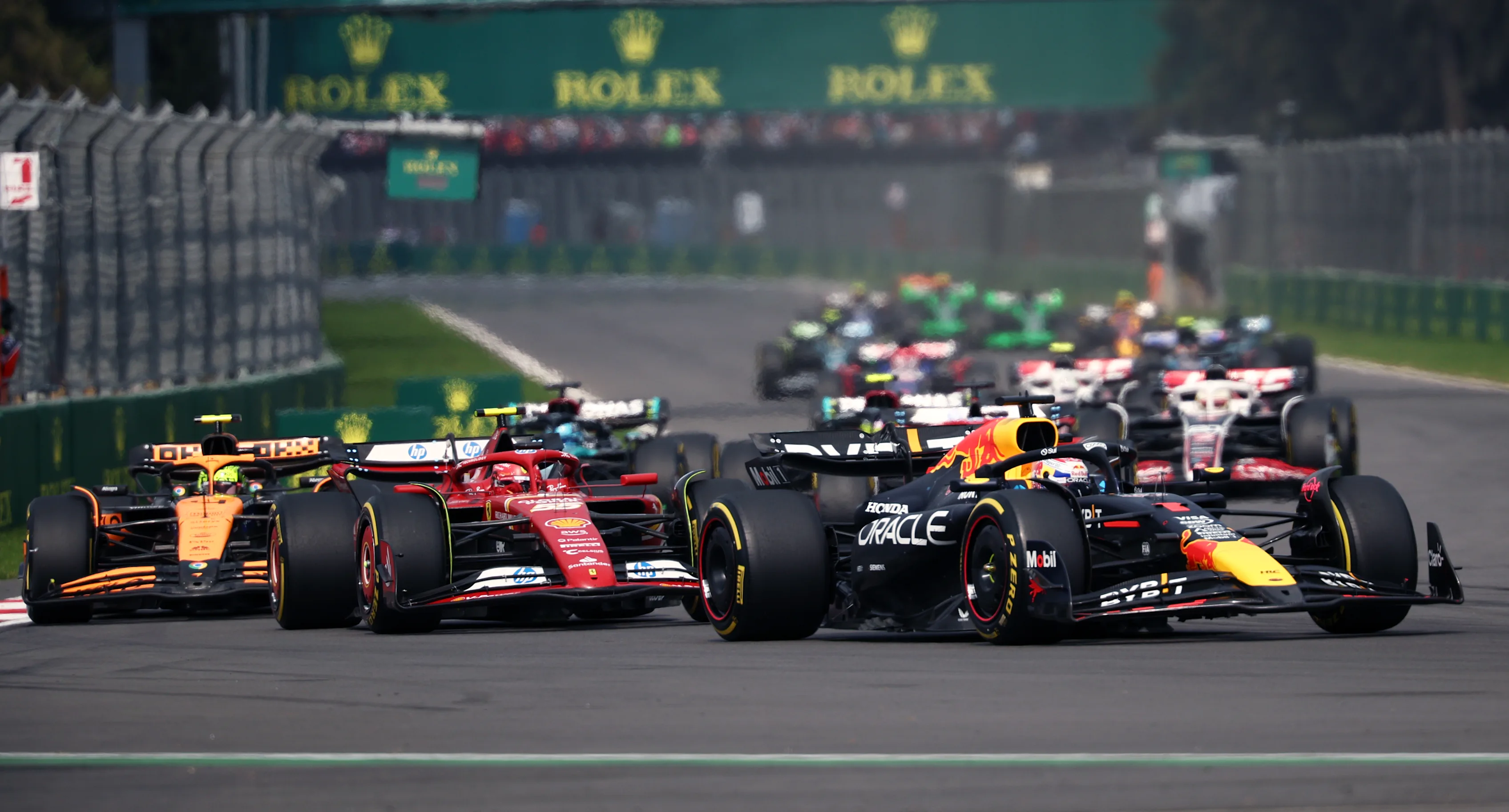 MEXICO CITY, MEXICO - OCTOBER 27: Max Verstappen of the Netherlands driving the (1) Oracle Red Bull