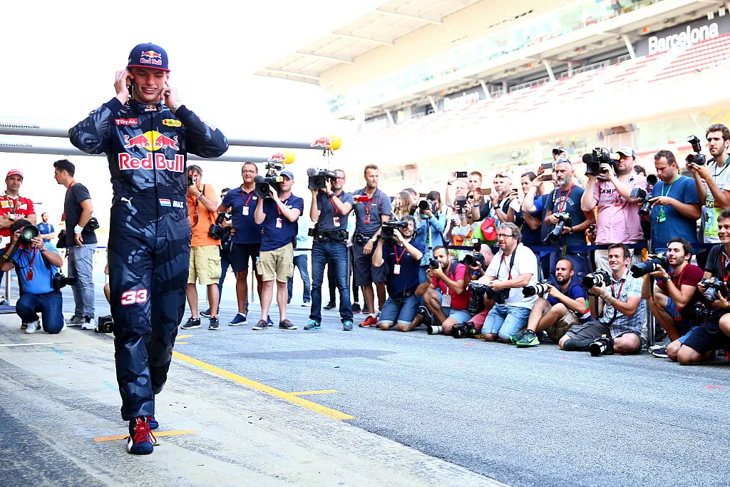 MONTMELO, SPAIN - MAY 15: Max Verstappen of Netherlands and Red Bull Racing speaks on his phone in