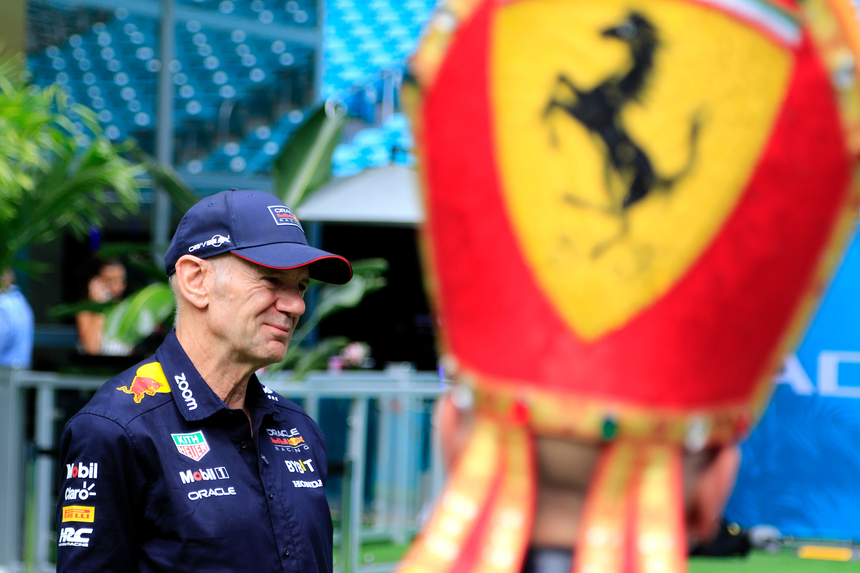 MIAMI GARDENS, FL - MAY 04: Oracle Red Bull Racing chief technical officer Adrian Newey talks with