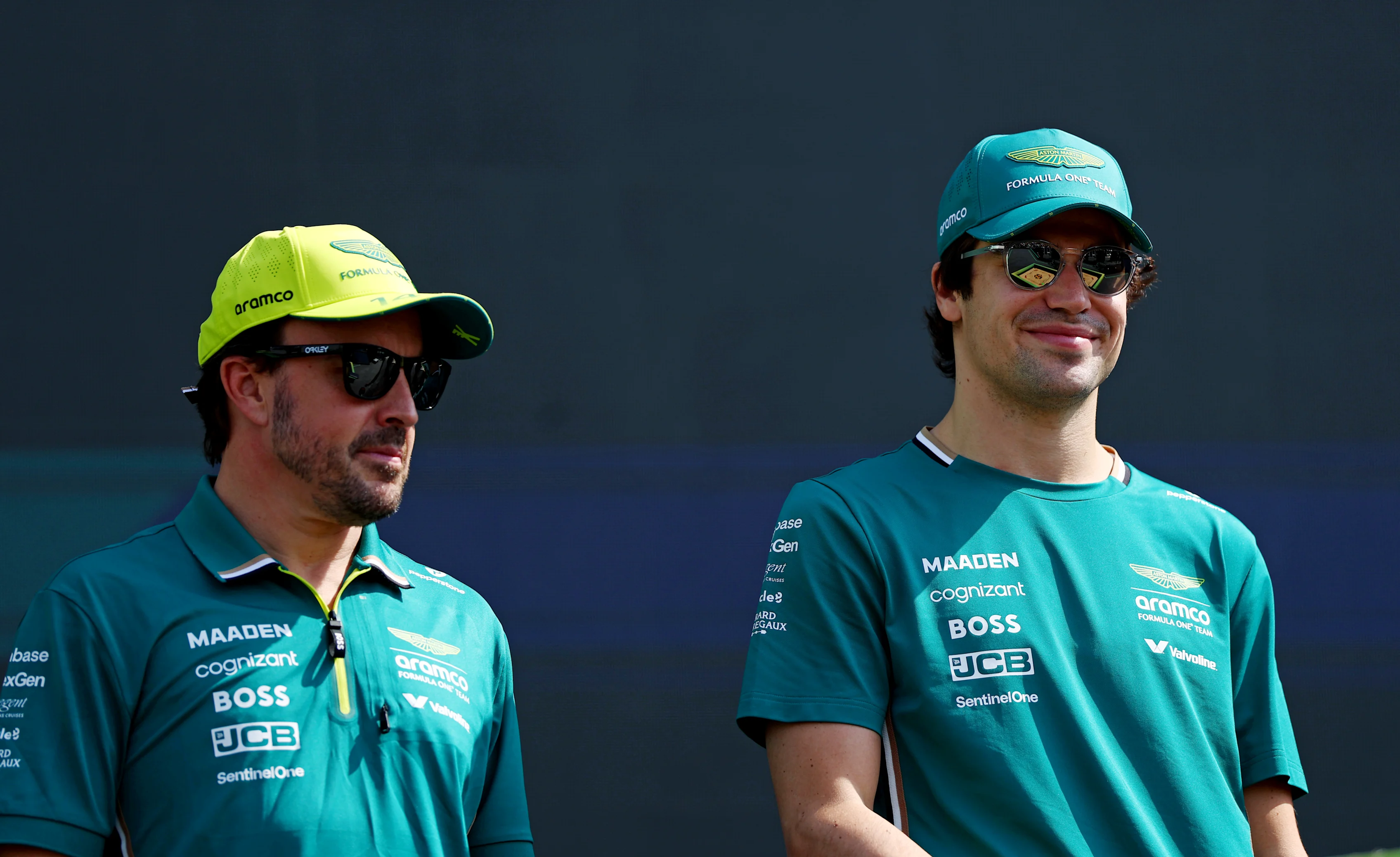 JEDDAH, SAUDI ARABIA - APRIL 18: Fernando Alonso of Spain and Aston Martin F1 Team and Lance Stroll