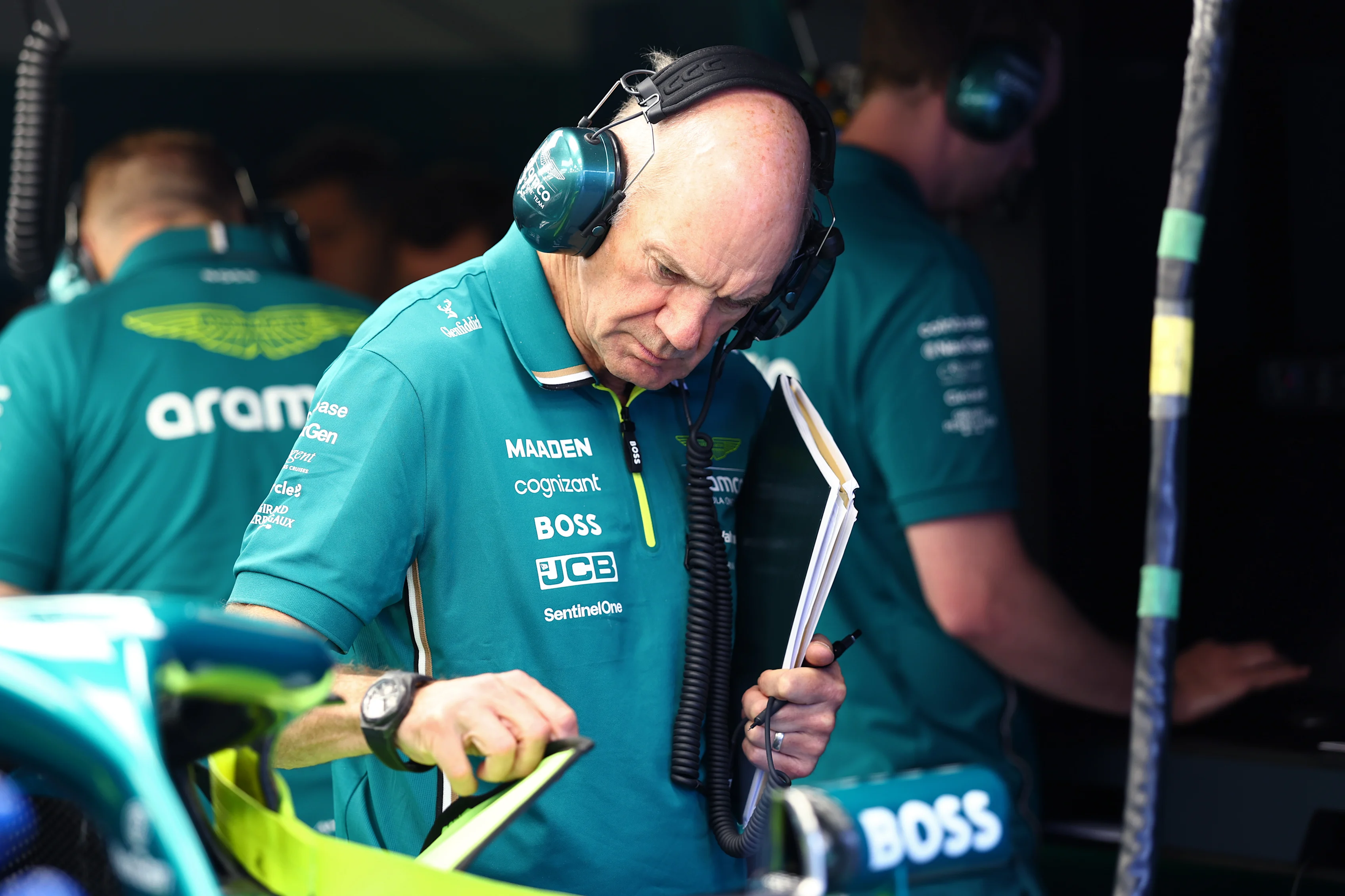 MONTE-CARLO, MONACO - MAY 23: Adrian Newey, Managing Technical Partner of Aston Martin F1 at work