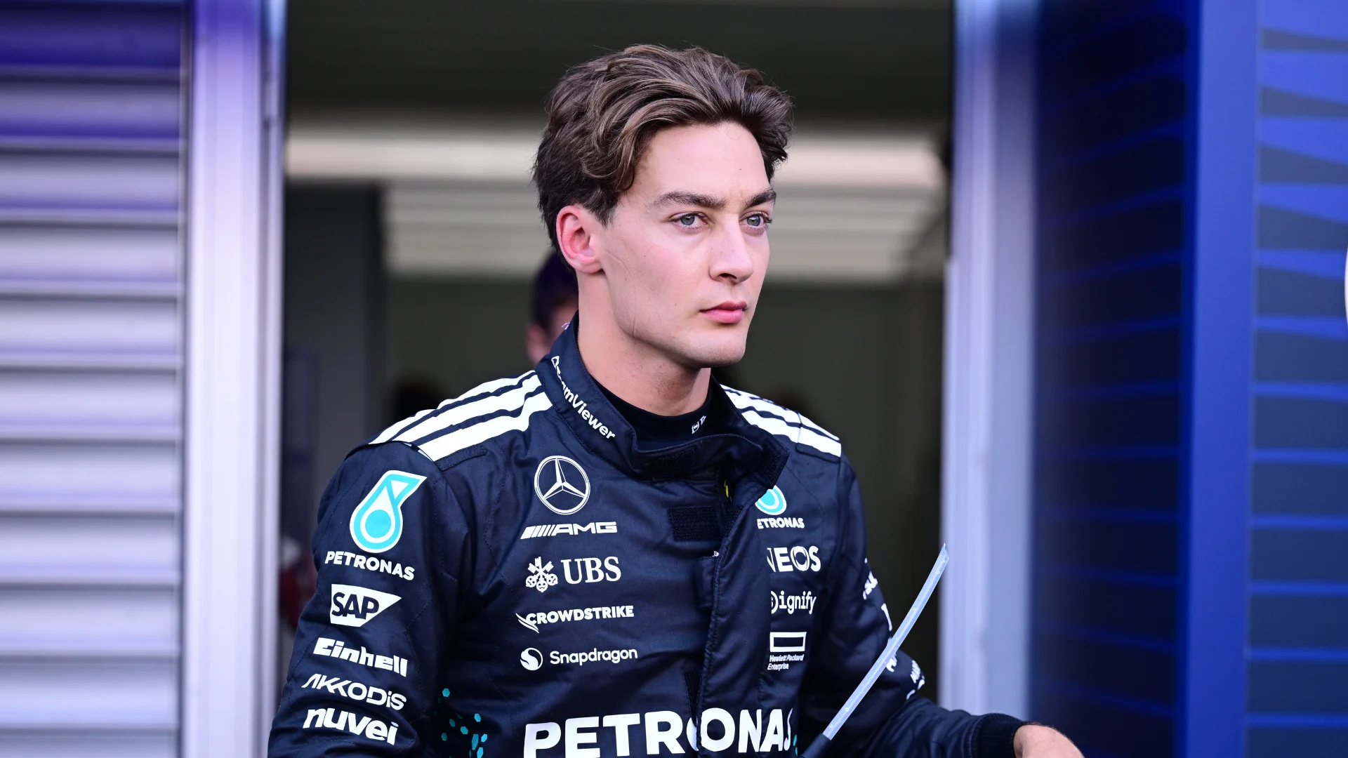 SPA, BELGIUM - JULY 25: George Russell of Great Britain and Mercedes AMG Petronas F1 Team walks in