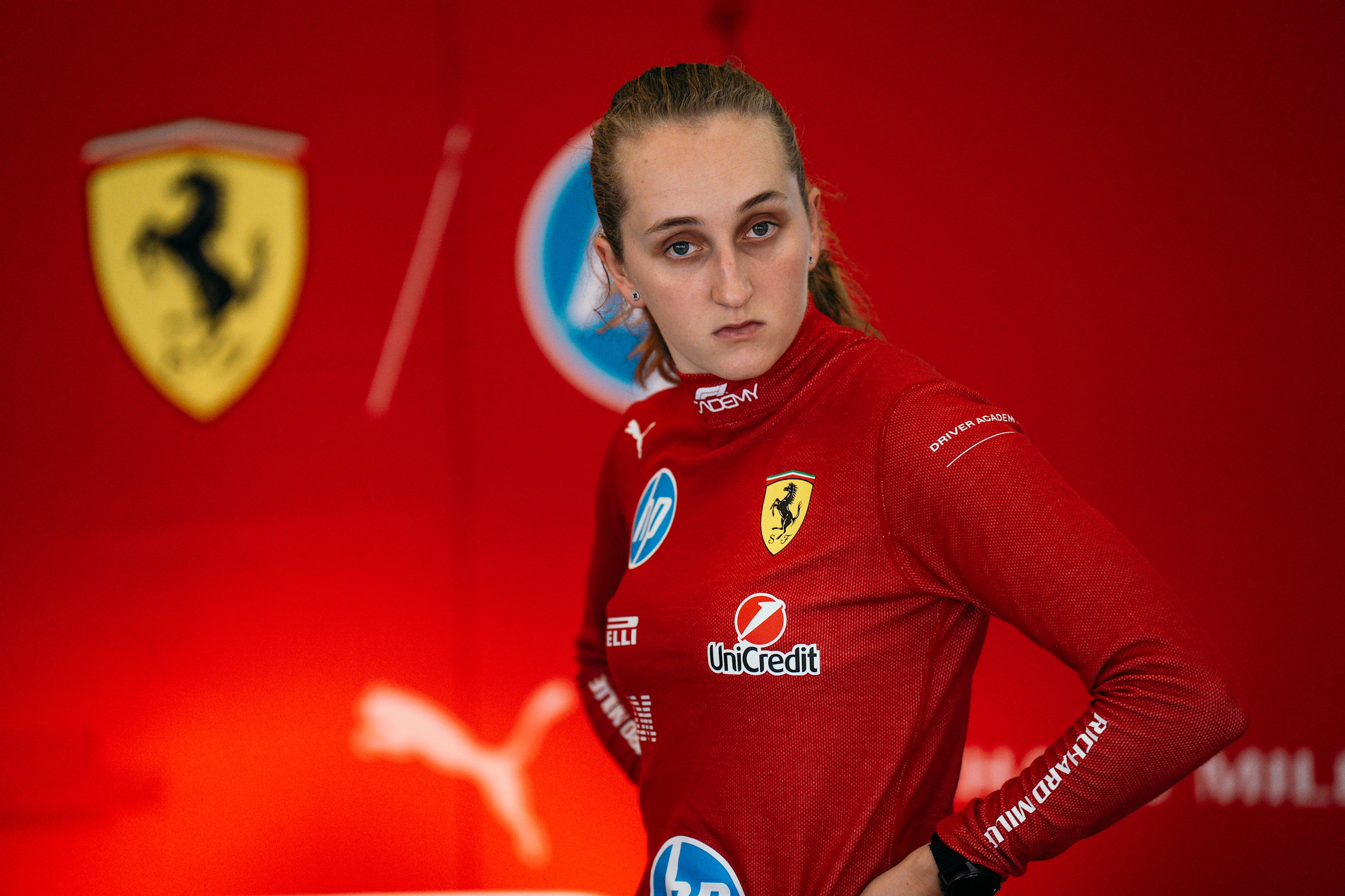 JEREZ DE LA FRONTERA, SPAIN - FEBRUARY 25: Maya Weug of Netherlands and MP Motorsport (64) looks on