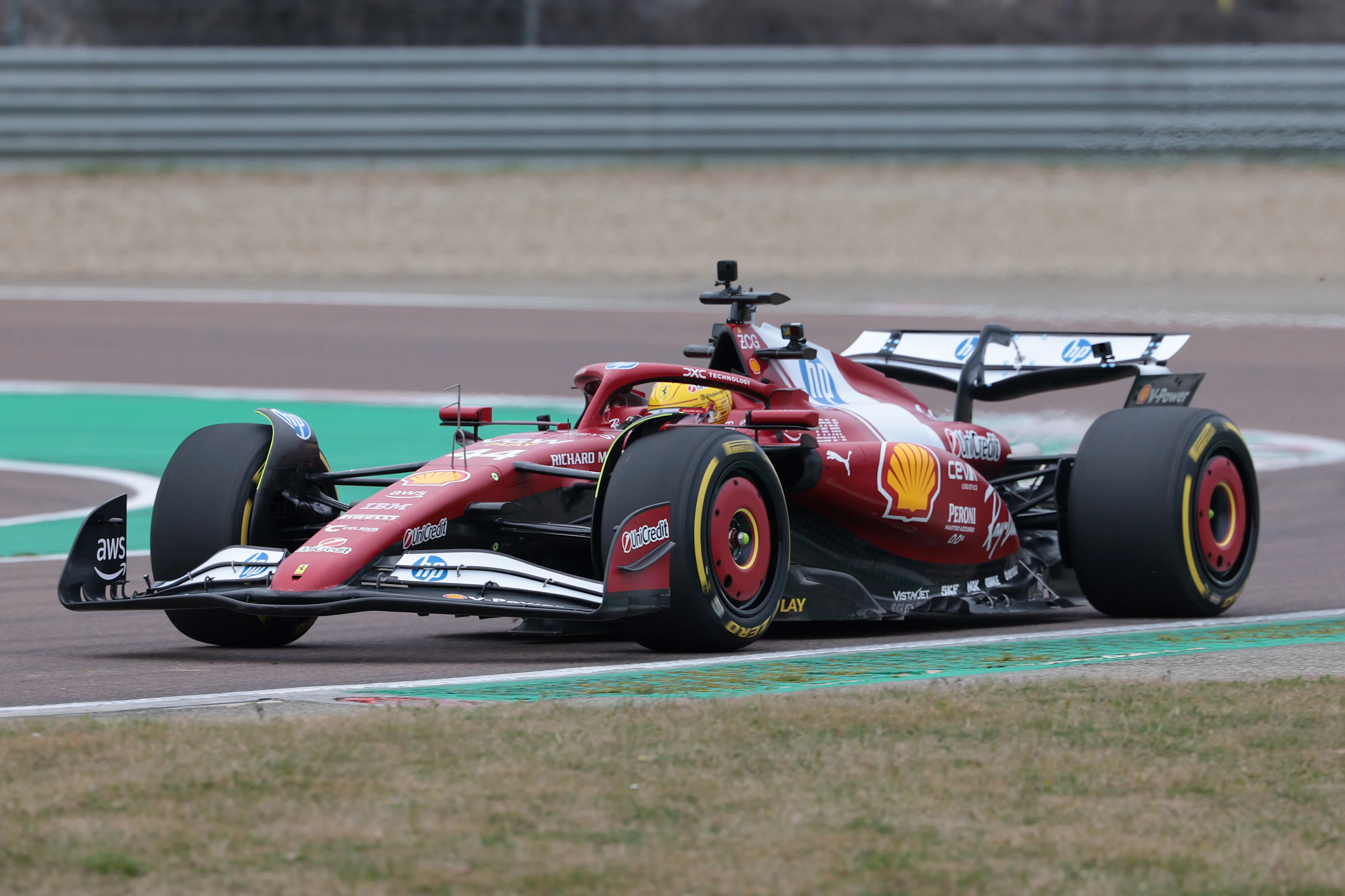FIORANO MODENESE, ITALY - FEBRUARY 19: Lewis Hamilton of Great Britain driving the (44) Scuderia