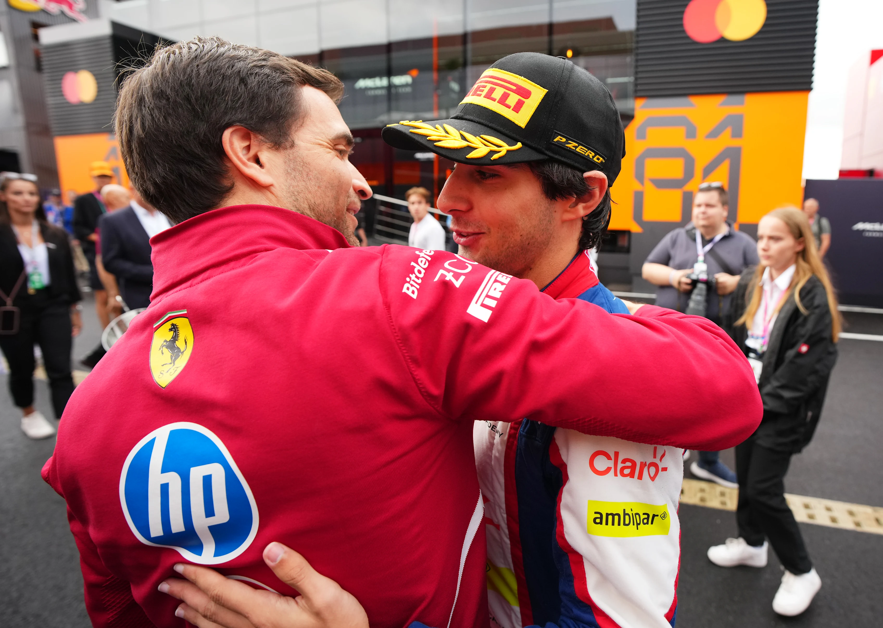 BUDAPEST, HUNGARY - AUGUST 03: 2025 F3 drivers champion and race winner Rafael Camara of Brazil and