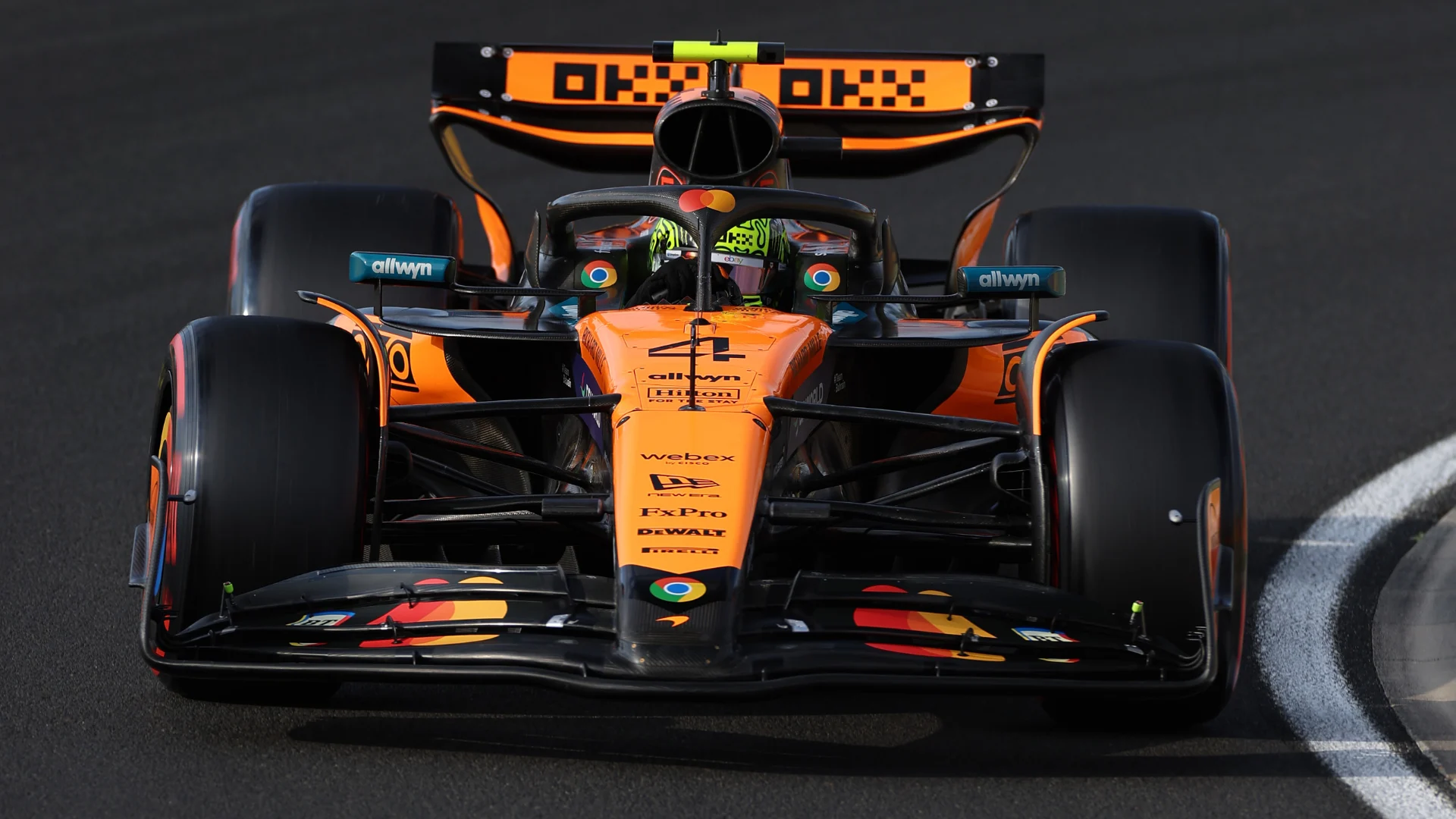 BUDAPEST, HUNGARY - AUGUST 01: Lando Norris of Great Britain driving the (4) McLaren MCL39 Mercedes