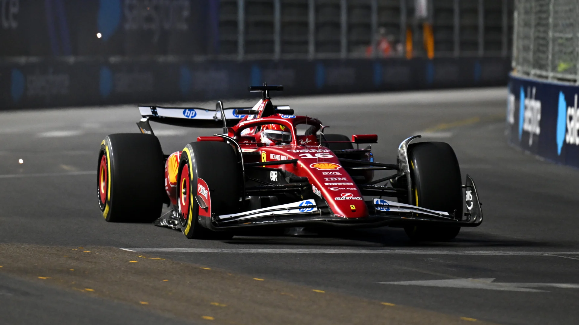 LAS VEGAS, NEVADA - NOVEMBER 20: Charles Leclerc of Monaco driving the (16) Scuderia Ferrari SF-25