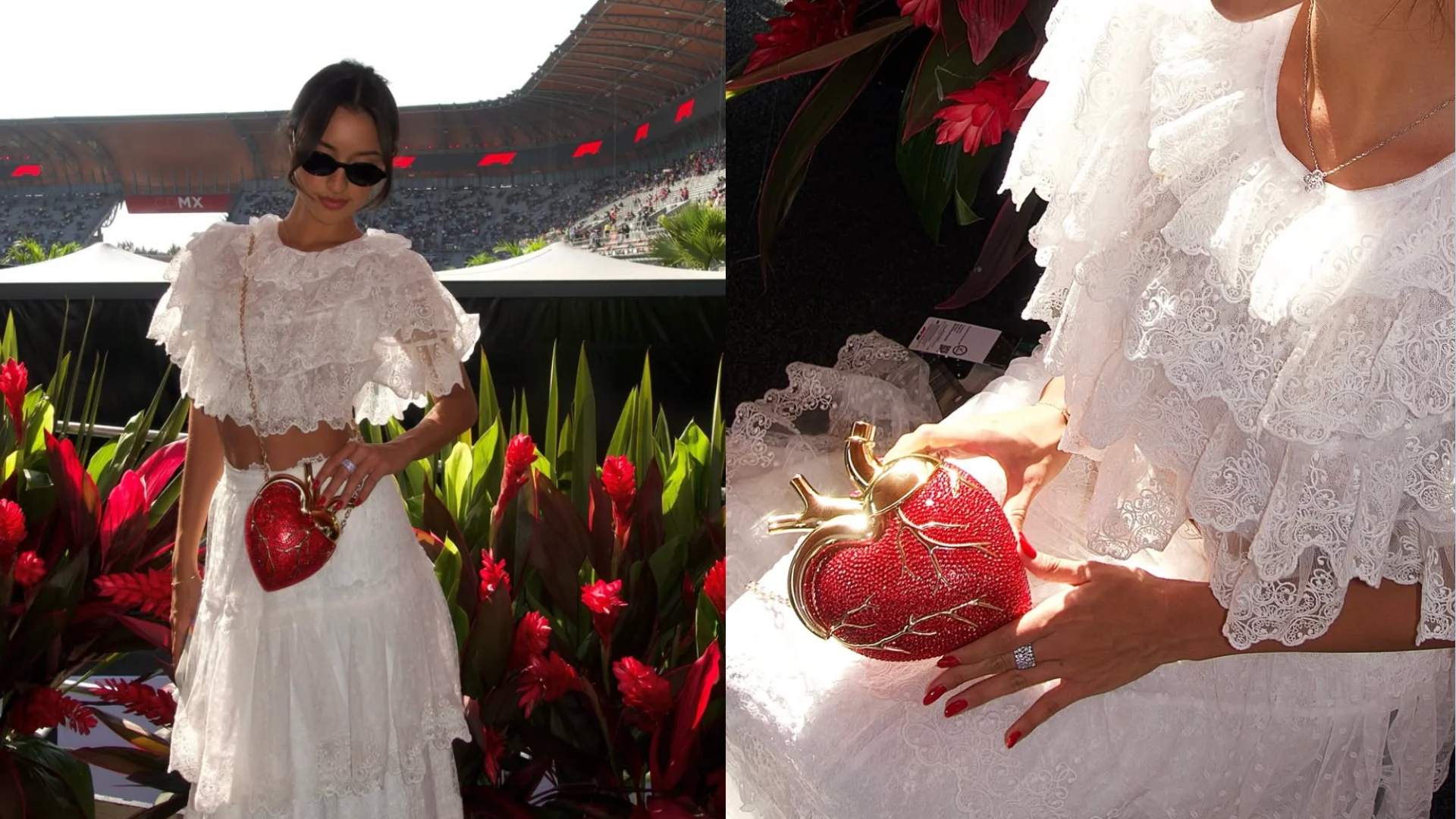 At the Mexico City Grand Prix, Alexandra wore an outfit inspired by Frida Khalo's self-portrait labelled "The Two Fridas", and was a nod to her Mexican roots. Swipe for more images