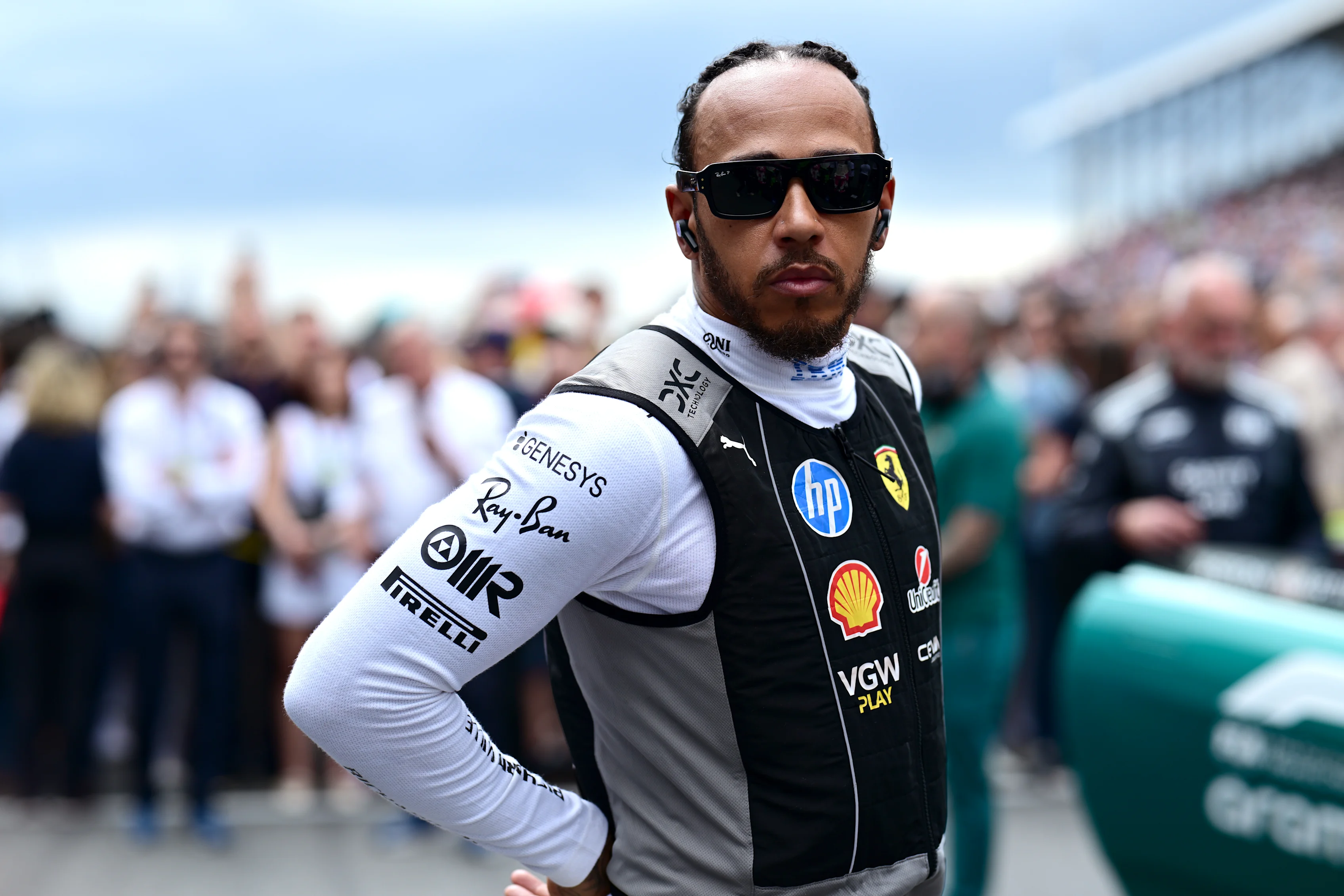 MIAMI, FLORIDA - MAY 04: Lewis Hamilton of Great Britain and Scuderia Ferrari on the grid during the F1 Grand Prix of Miami at Miami International Autodrome on May 04, 2025 in Miami, Florida. (Photo by Mario Renzi - Formula 1/Formula 1 via Getty Images)