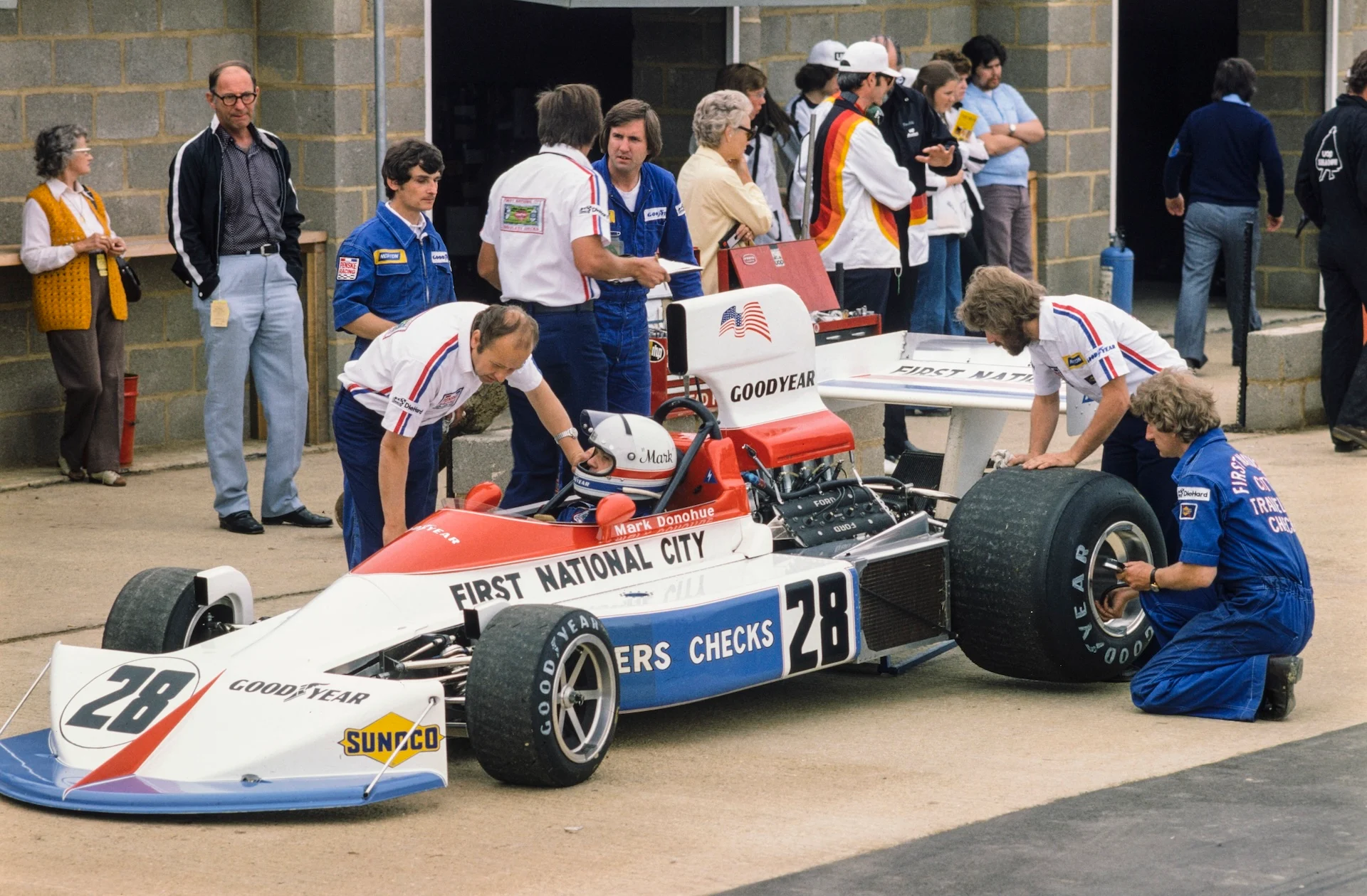 SILVERSTONE, UNITED KINGDOM - JULY 19: Mark Donohue, March 751 Ford sits in the pits during the