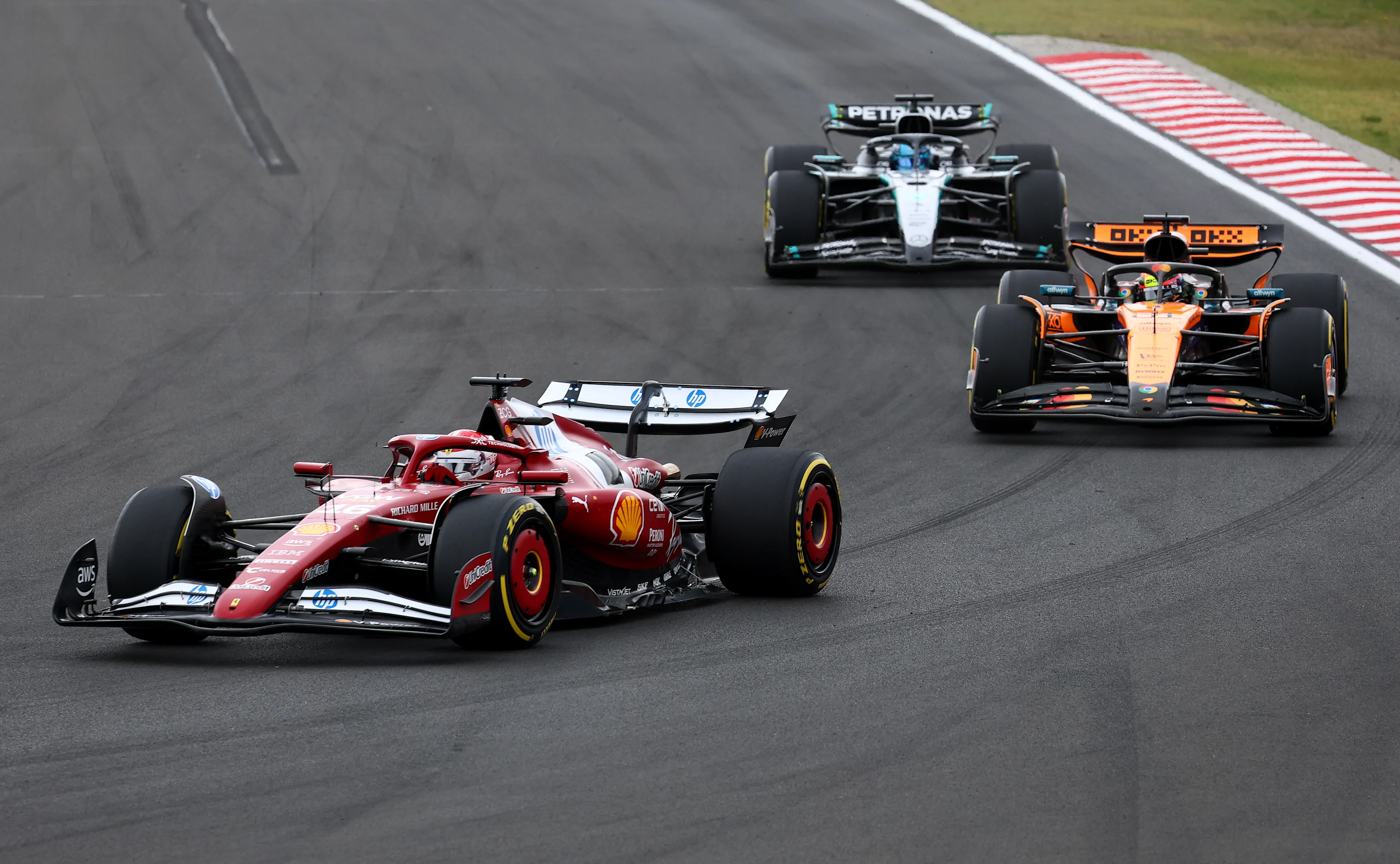 BUDAPEST, HUNGARY - AUGUST 03: Charles Leclerc of Monaco driving the (16) Scuderia Ferrari SF-25