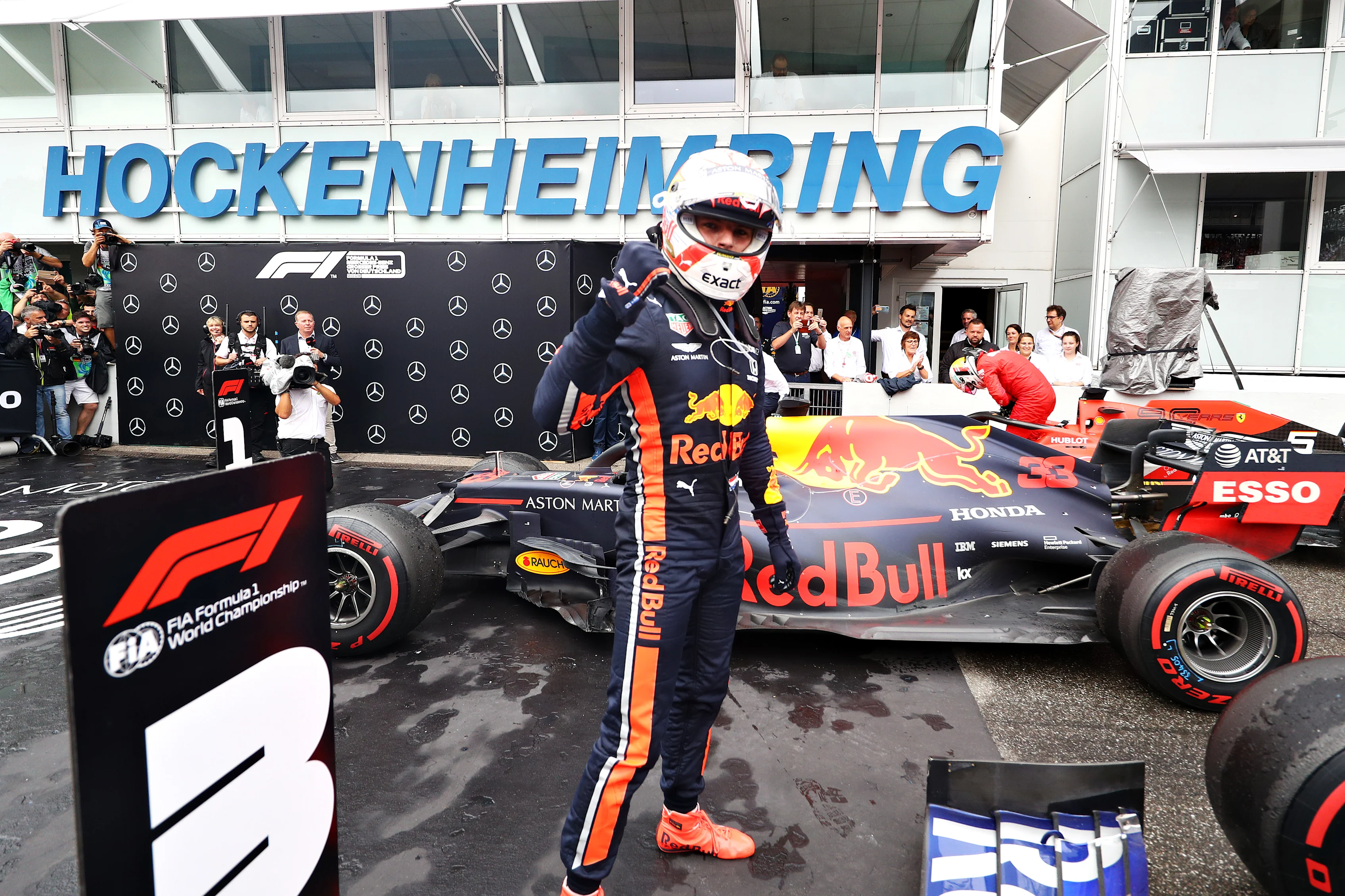 HOCKENHEIM, GERMANY - JULY 28: Race winner Max Verstappen of Netherlands and Red Bull Racing