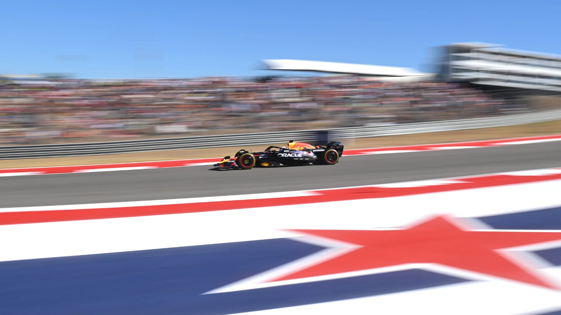 AUSTIN, TEXAS - OCTOBER 19: Max Verstappen of the Netherlands driving the (1) Oracle Red Bull